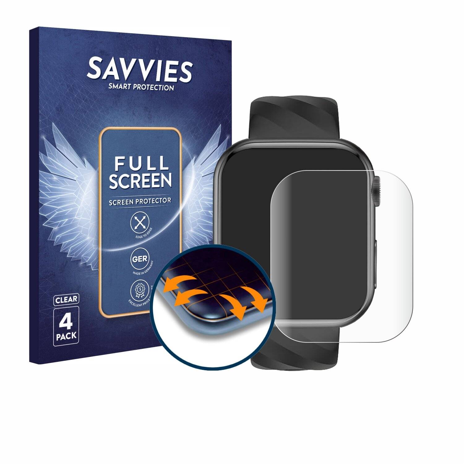 4x Savvies Full-Screen Folie für Marsyu MT500