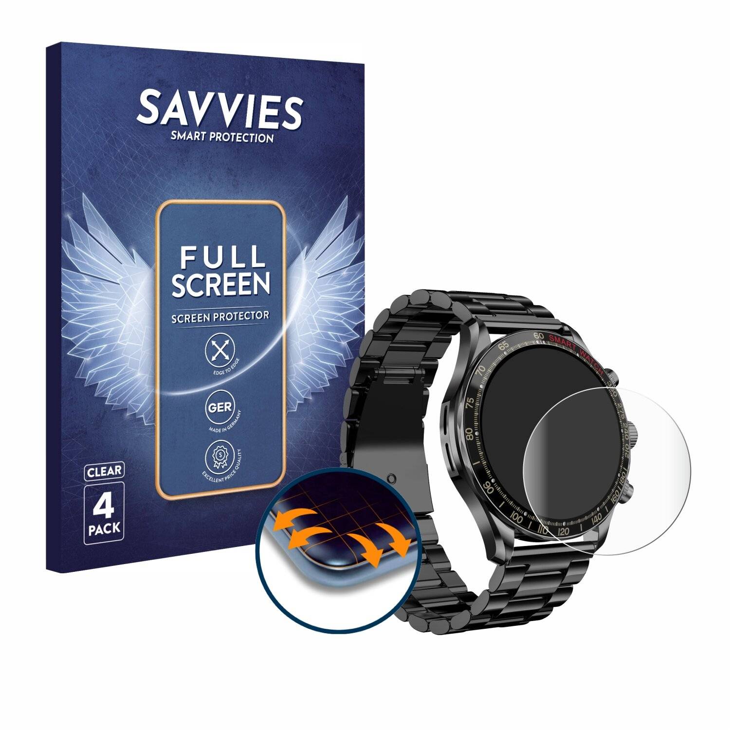 4x Savvies Full-Screen Folie für Maoo Titan Smartwatch
