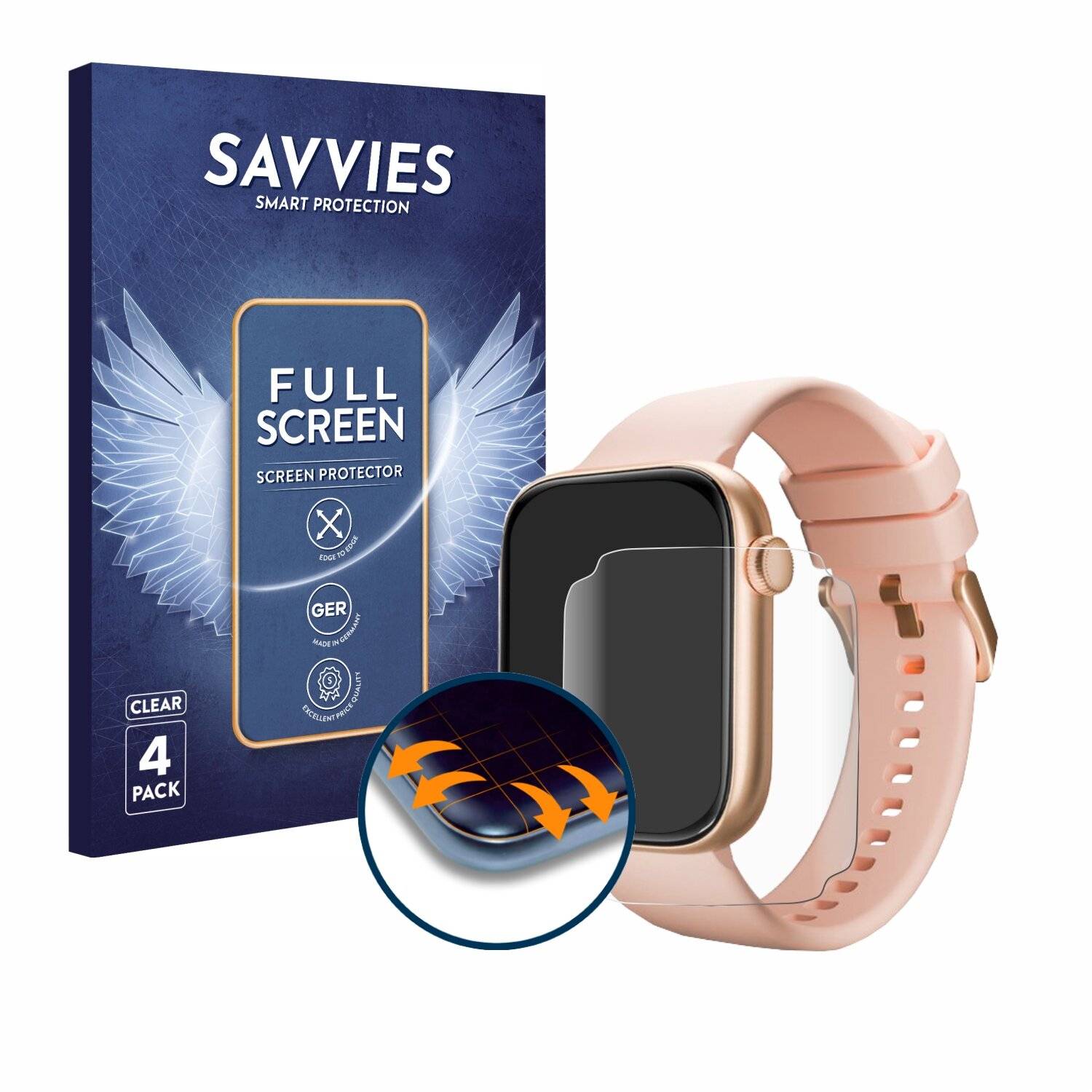 4x Savvies Full-Screen Folie für Maoo ProWatch