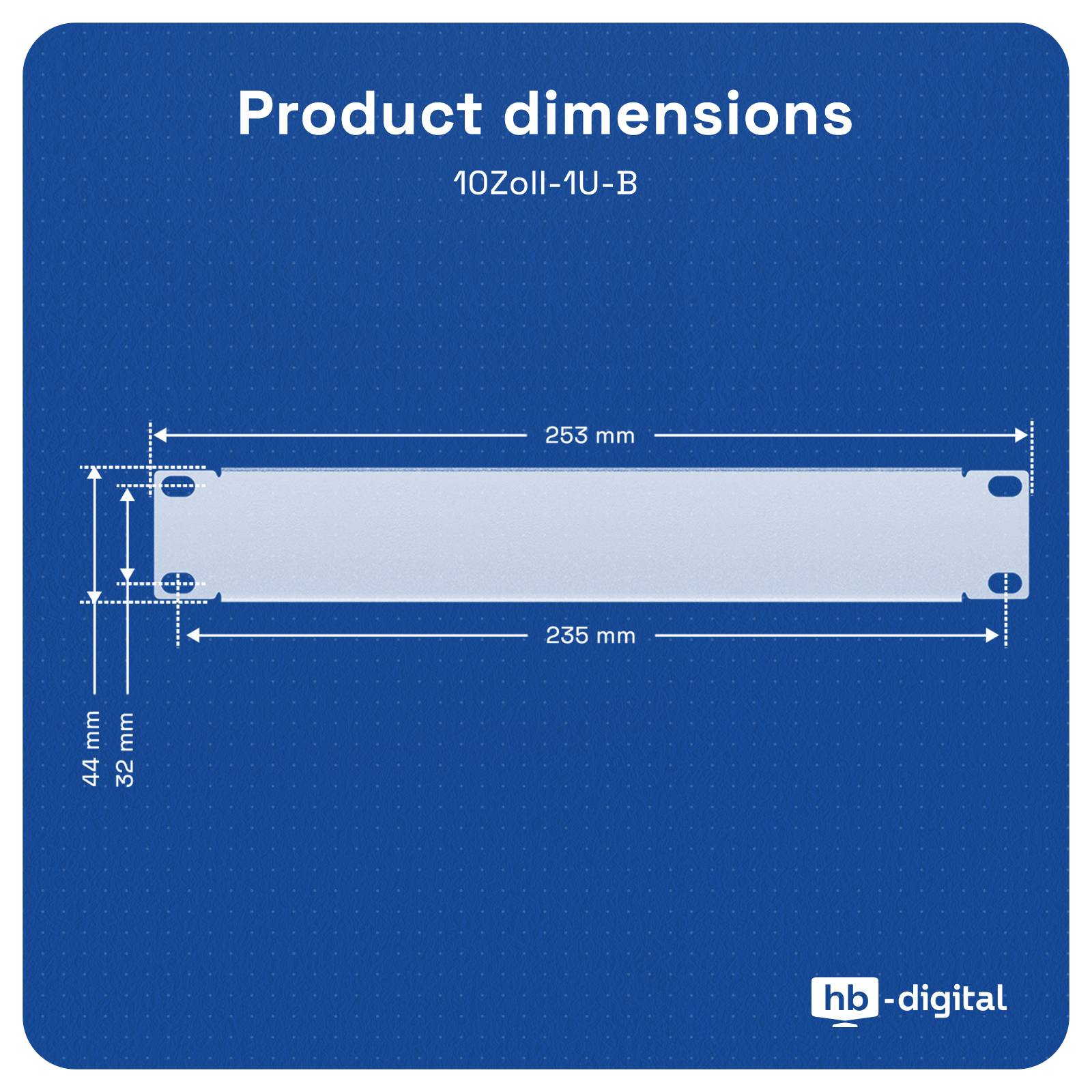hb-digital Rackblende 10 Zoll 1HE für Serverschrank Stahl schwarz