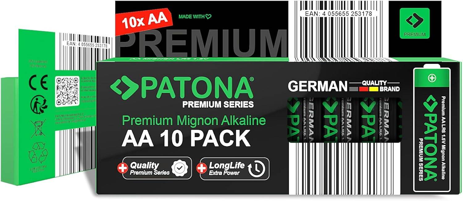 PATONA Premium AA Batterien 10er Pack 1,5V Alkaline