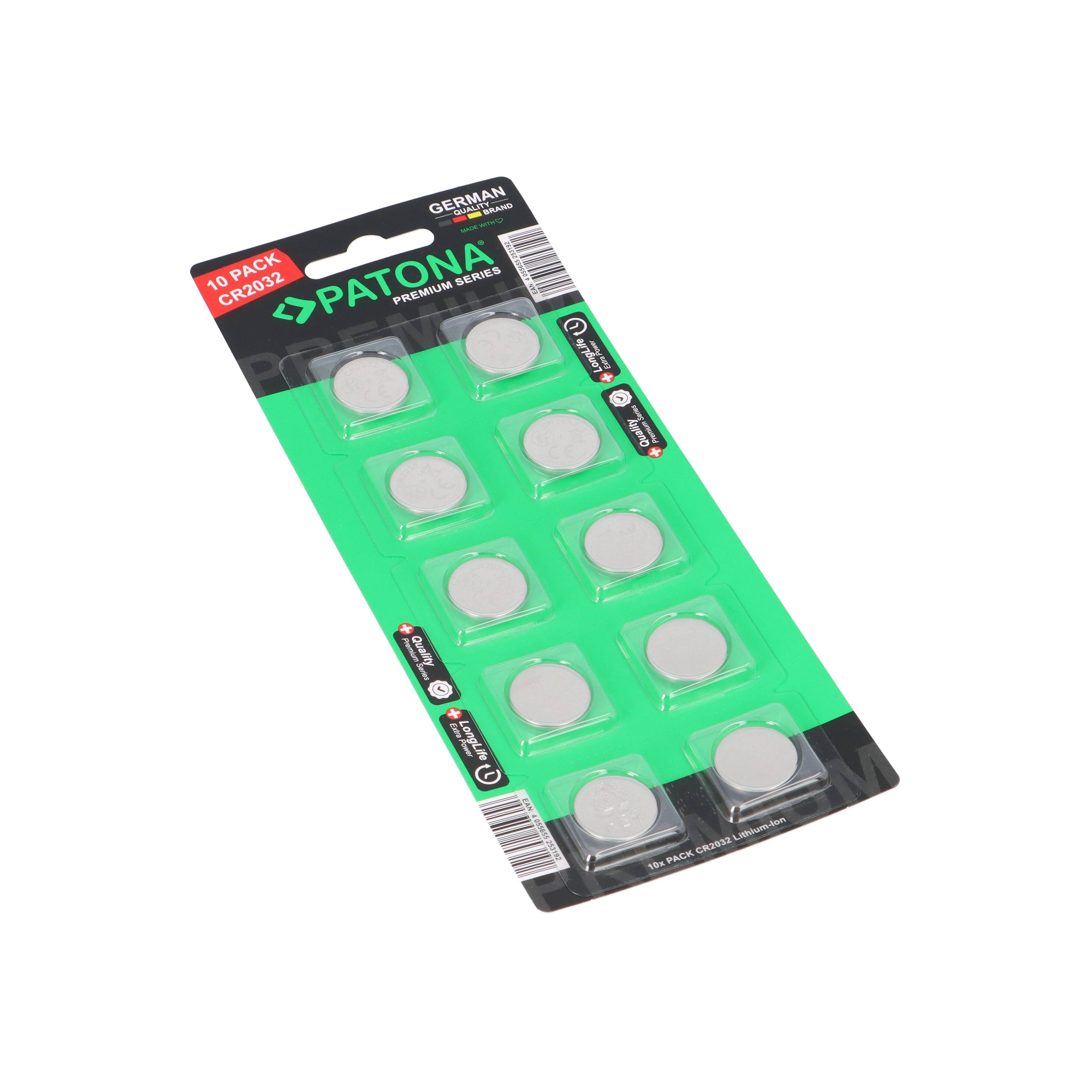 PATONA Premium CR2032 Batterien 10 Stück – 3V 240mAh Lithium