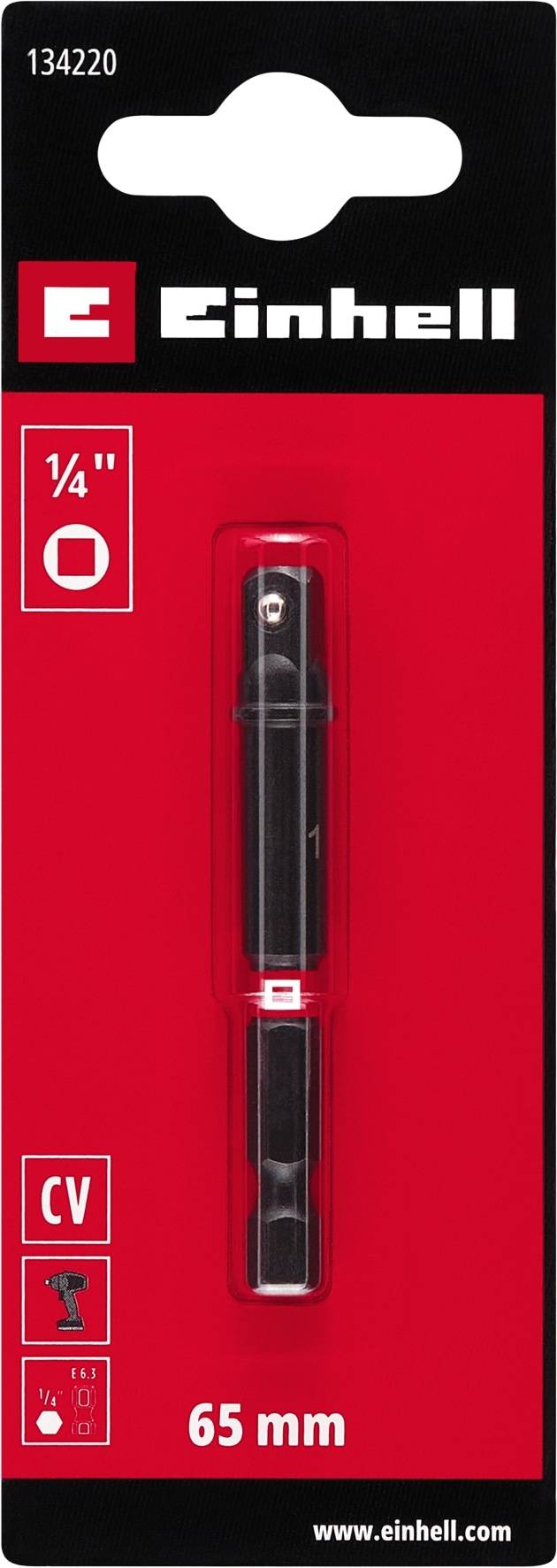 EINHELL Steckschlüssel-Adapter, 134220, 1/4", Impakt, 65 mm