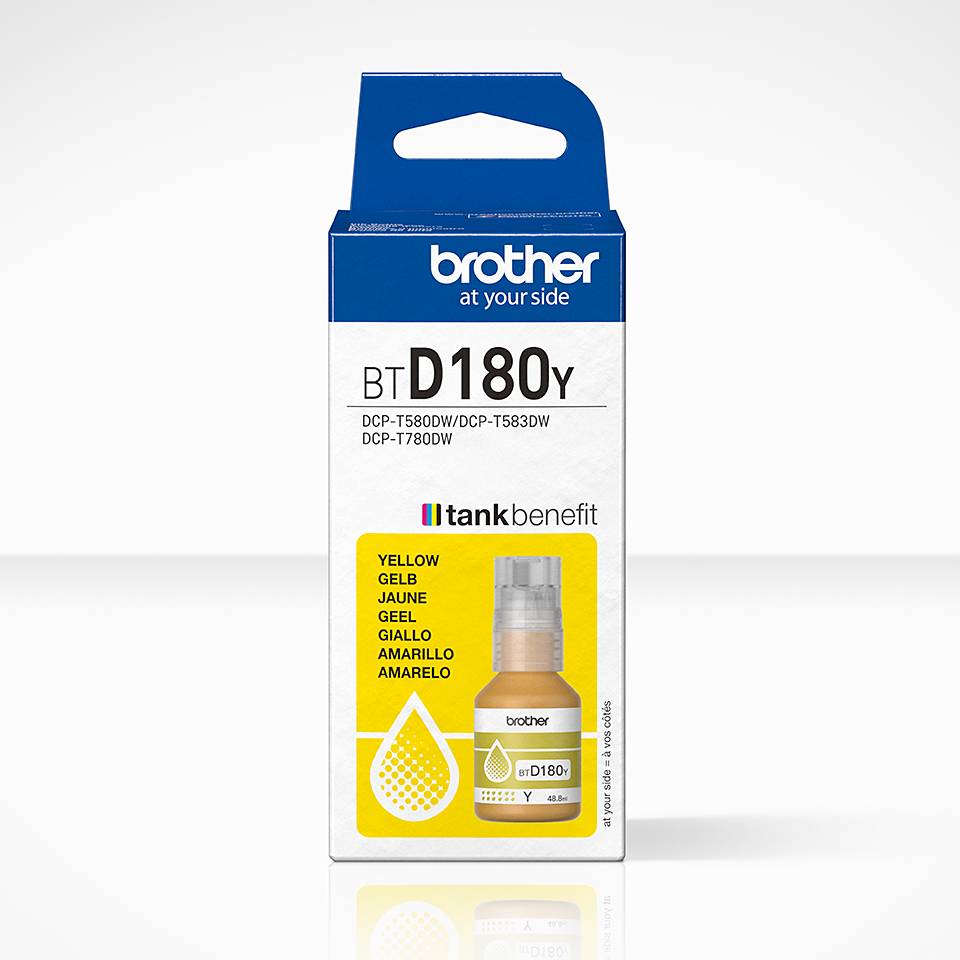 Brother BT-D180Y gelber Tintenfilmbehälter-Patrone für DCP-T580DW/DCP-T580DW und DCP-T780DW Drucker.