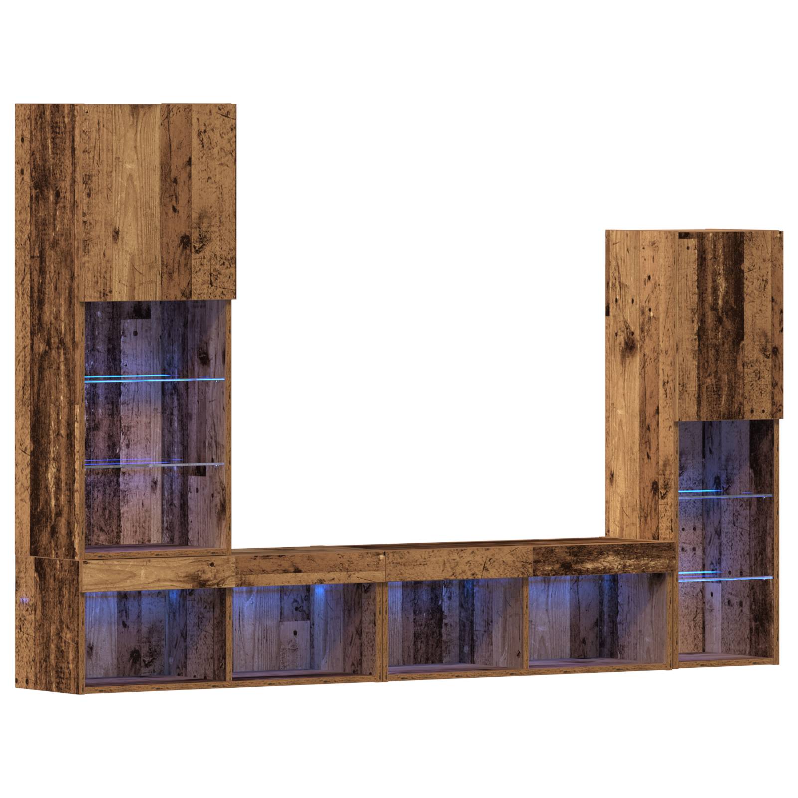 vidaXL TV-Schrank mit LED-Lichtern Alte Holz 40,5x30x102 cm
