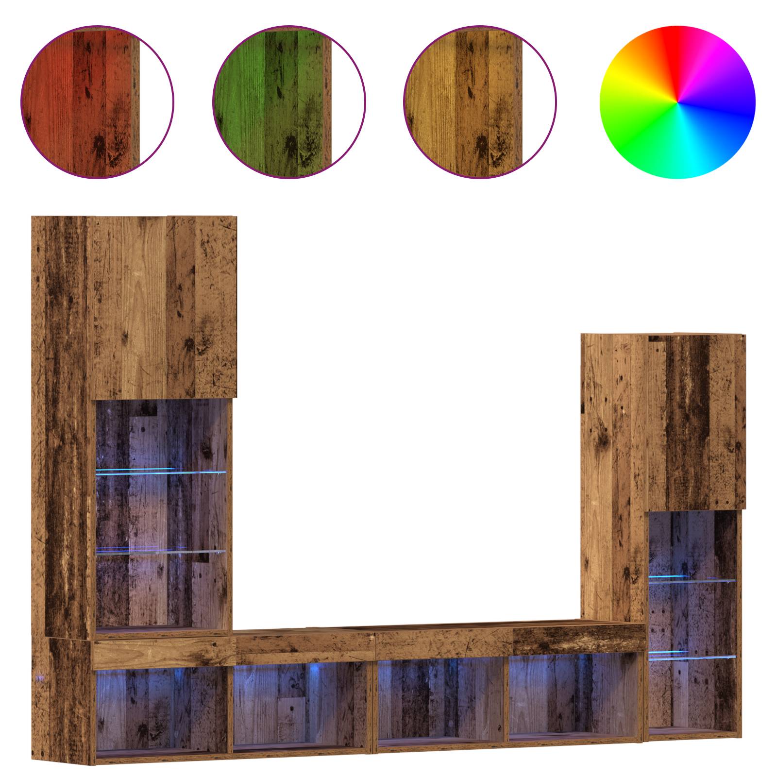 vidaXL TV-Schrank mit LED-Lichtern Alte Holz 40,5x30x102 cm