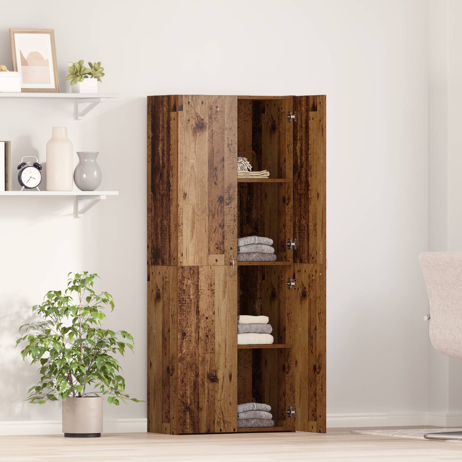 vidaXL Highboard aus altem Holz 60 x 32 x 153 cm - aus Holzwerkstoff gemacht.