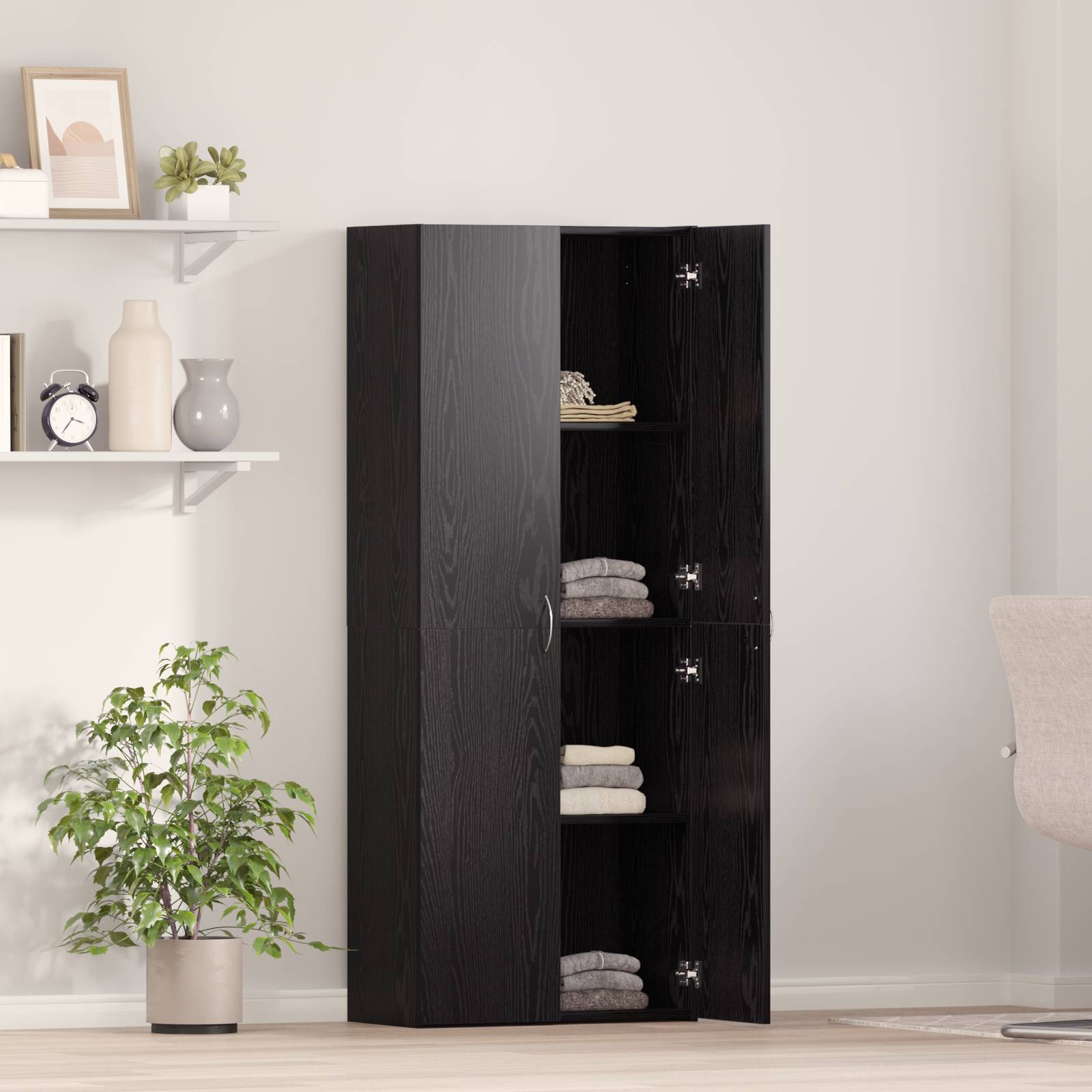 vidaXL Hochkommode Schwarze Eiche - 60 x 32 x 153 cm - Holzwerkstoff