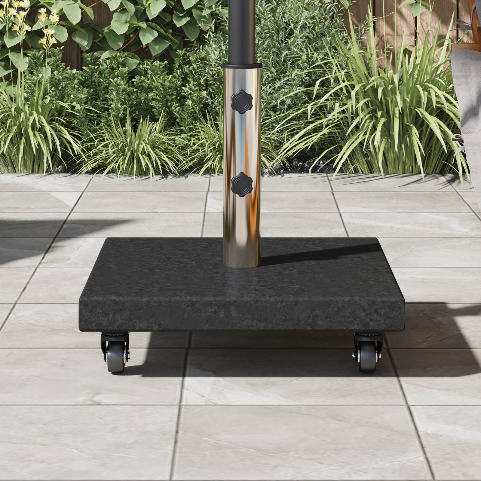 vidaXL Wagenparasol-Basis für Ø38/48mm Stangen Schwarze Granit 30 kg Quadrat