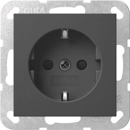 GIRA 4755005 SCHUKO-Steckdose m.Shutter o.Krallen System 55 Schwarz matt (lack.) Install.Baumaterial
