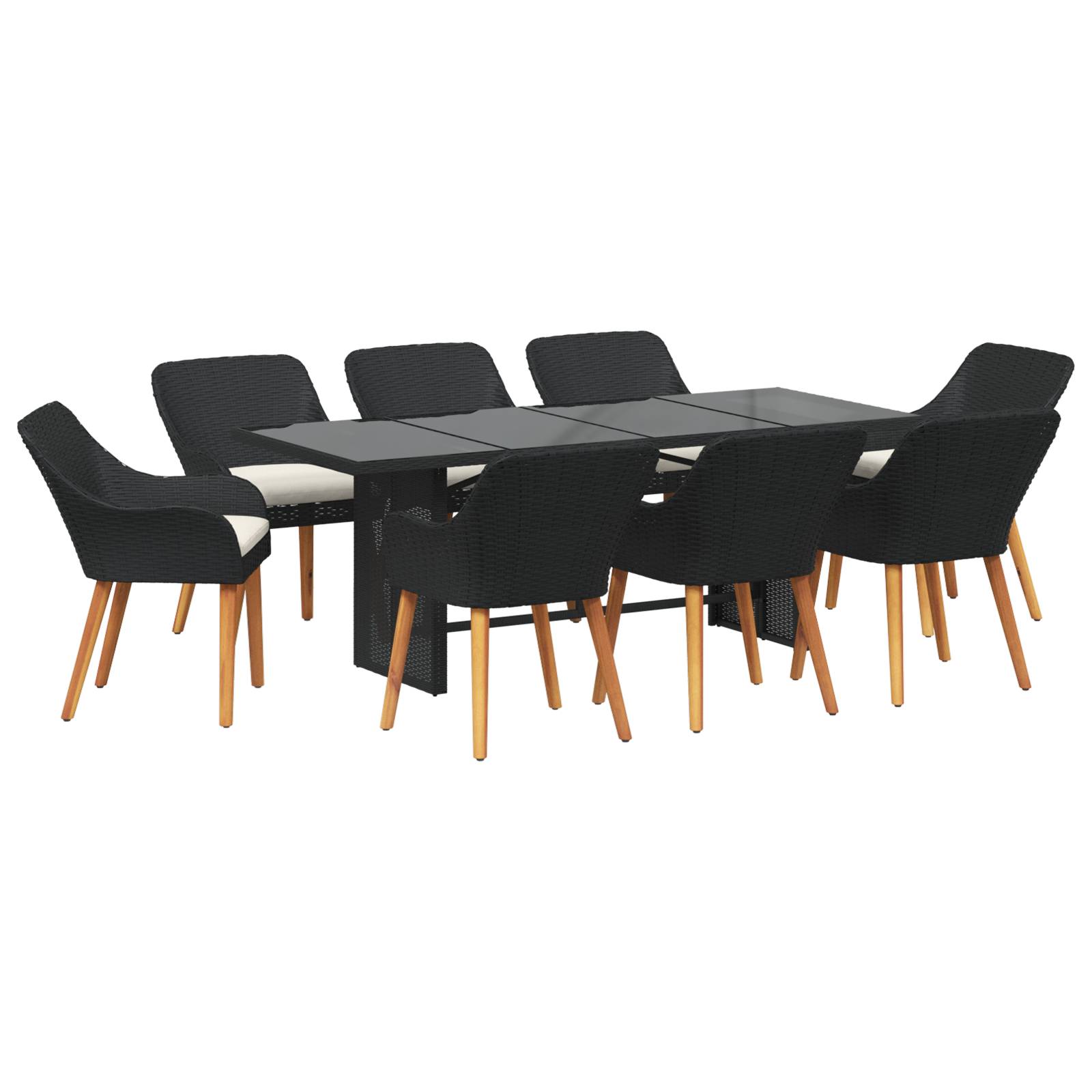 vidaXL 9-teiliges Garten Essset Schwarzes Poly-Rattan