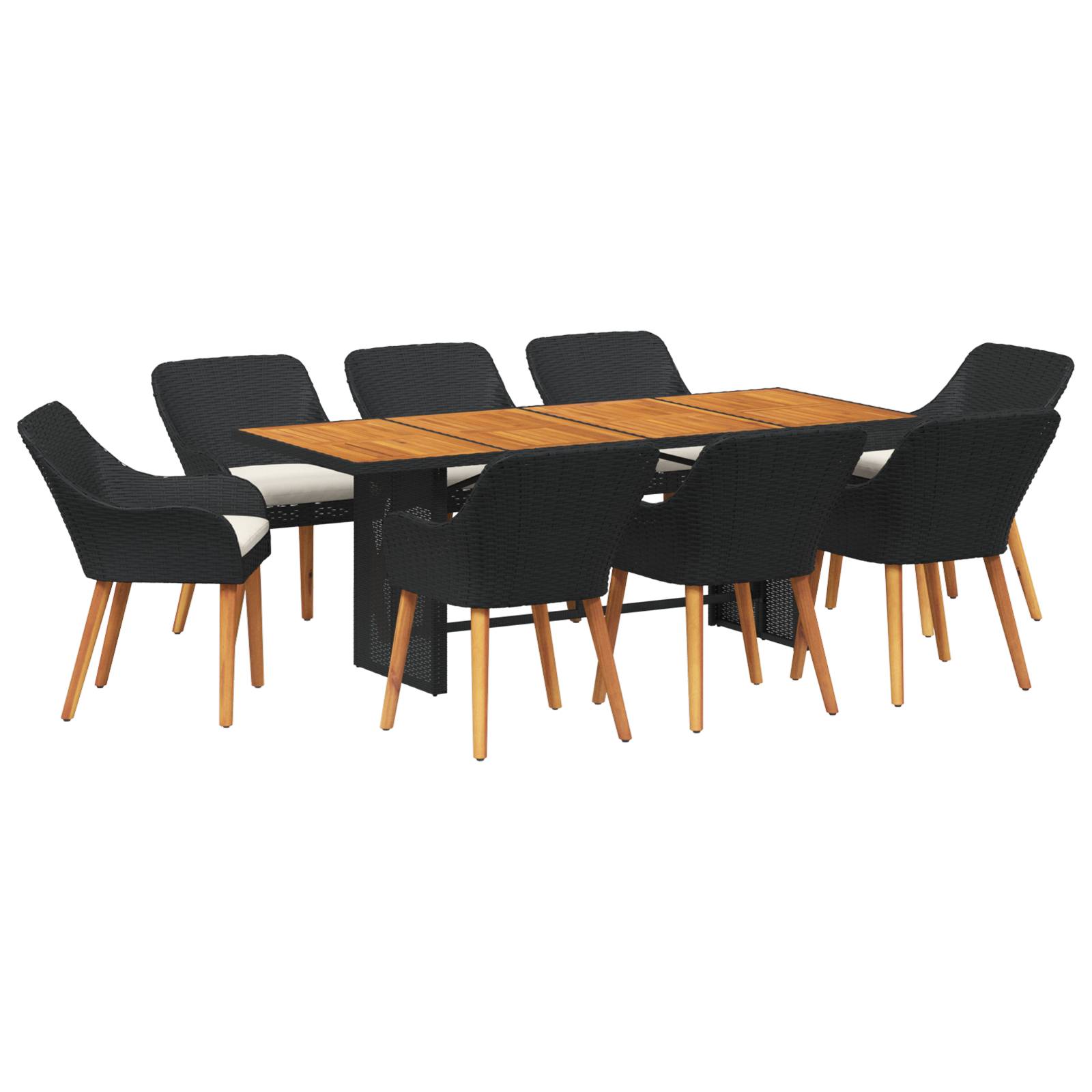 vidaXL 9-teiliges Garten Esstisch Set Schwarzes Poly Rattan