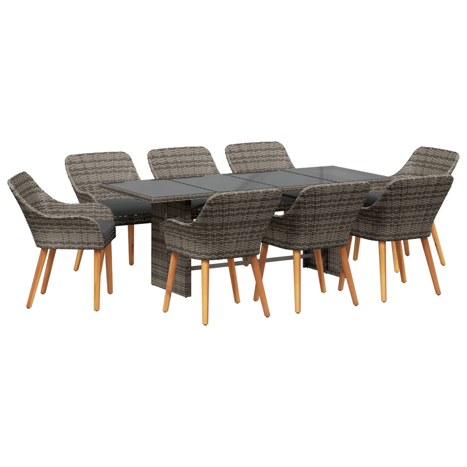 vidaXL 9-teilige Garten Essgruppe Graues Poly-Rattan
