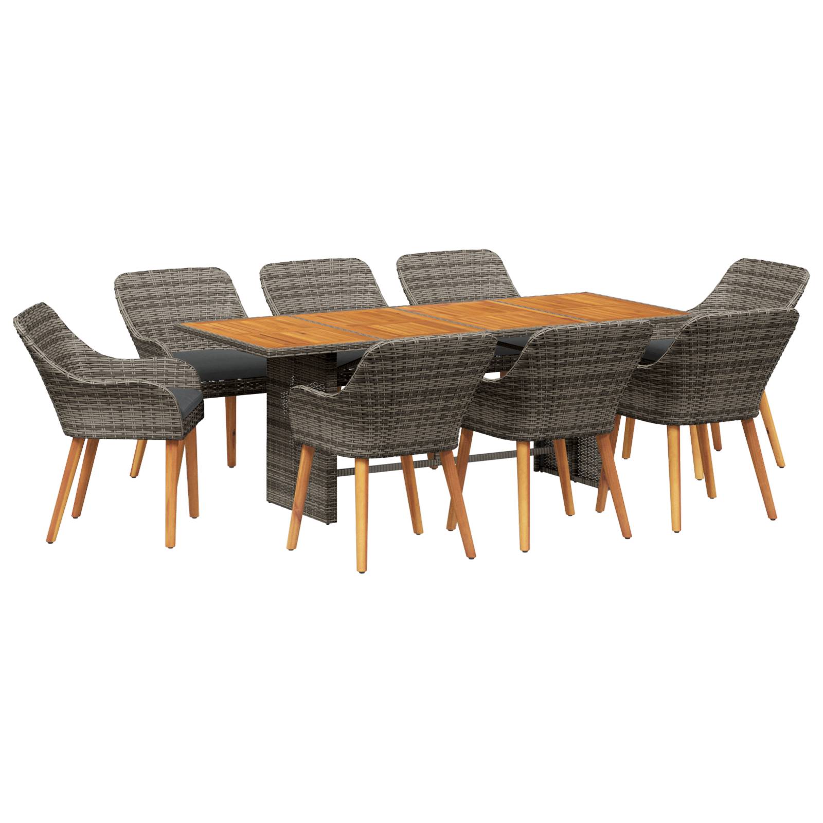 vidaXL 9-teilige Garten Essgruppe Grau Poly Rattan