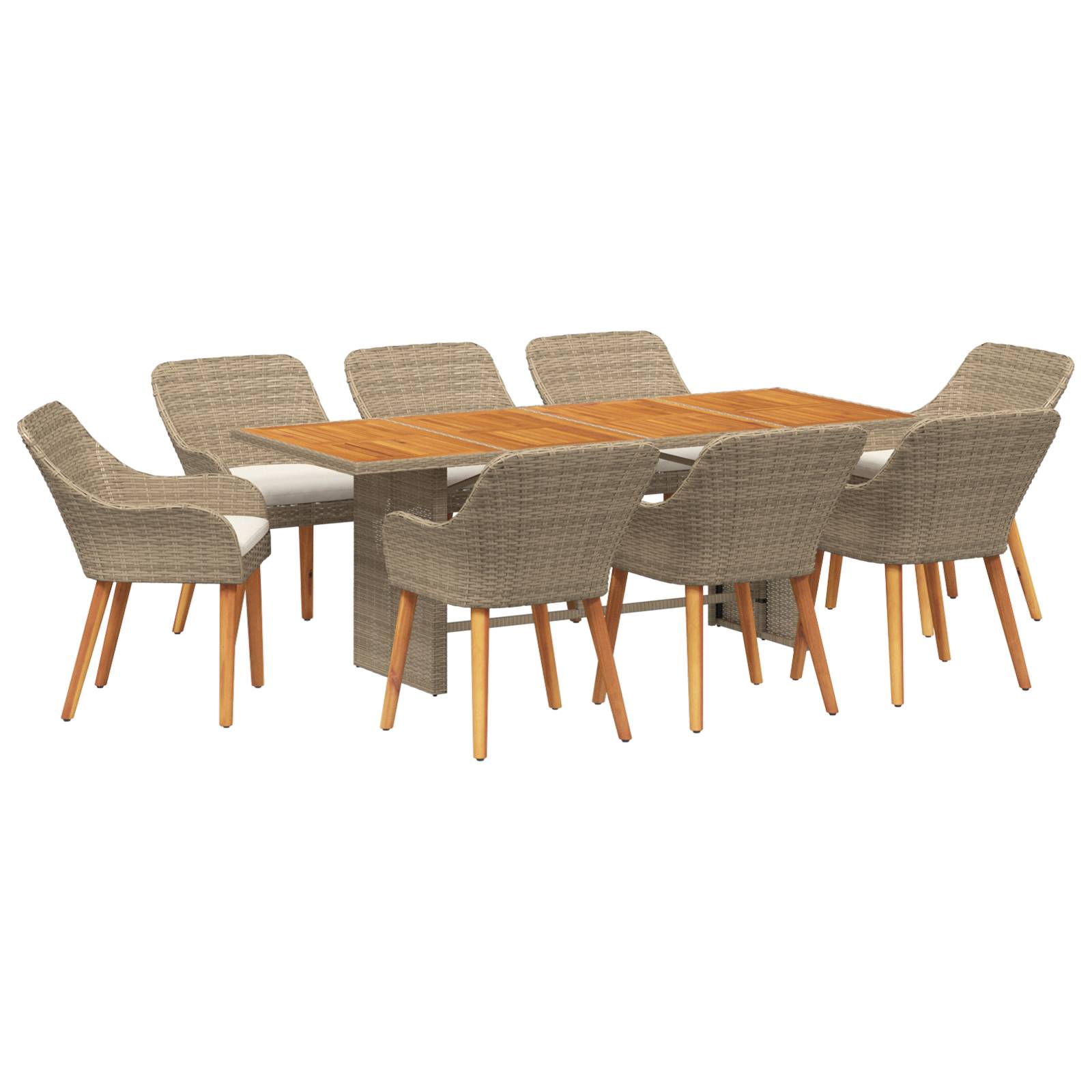 vidaXL 9 teiliges Garten Esstisch Set Beige Poly Rattan
