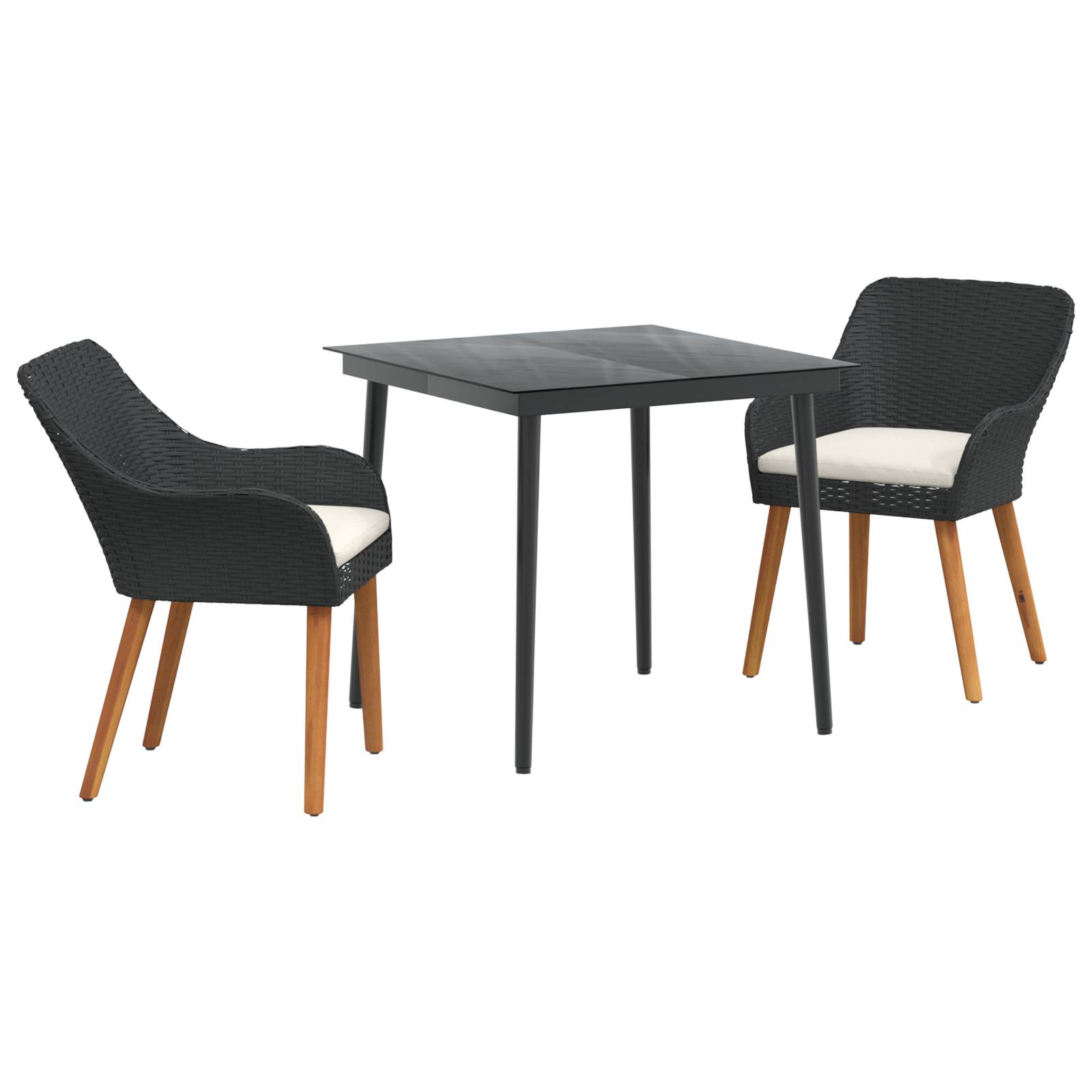 vidaXL 3-teiliges Garten Essset Schwarz Poly Rattan