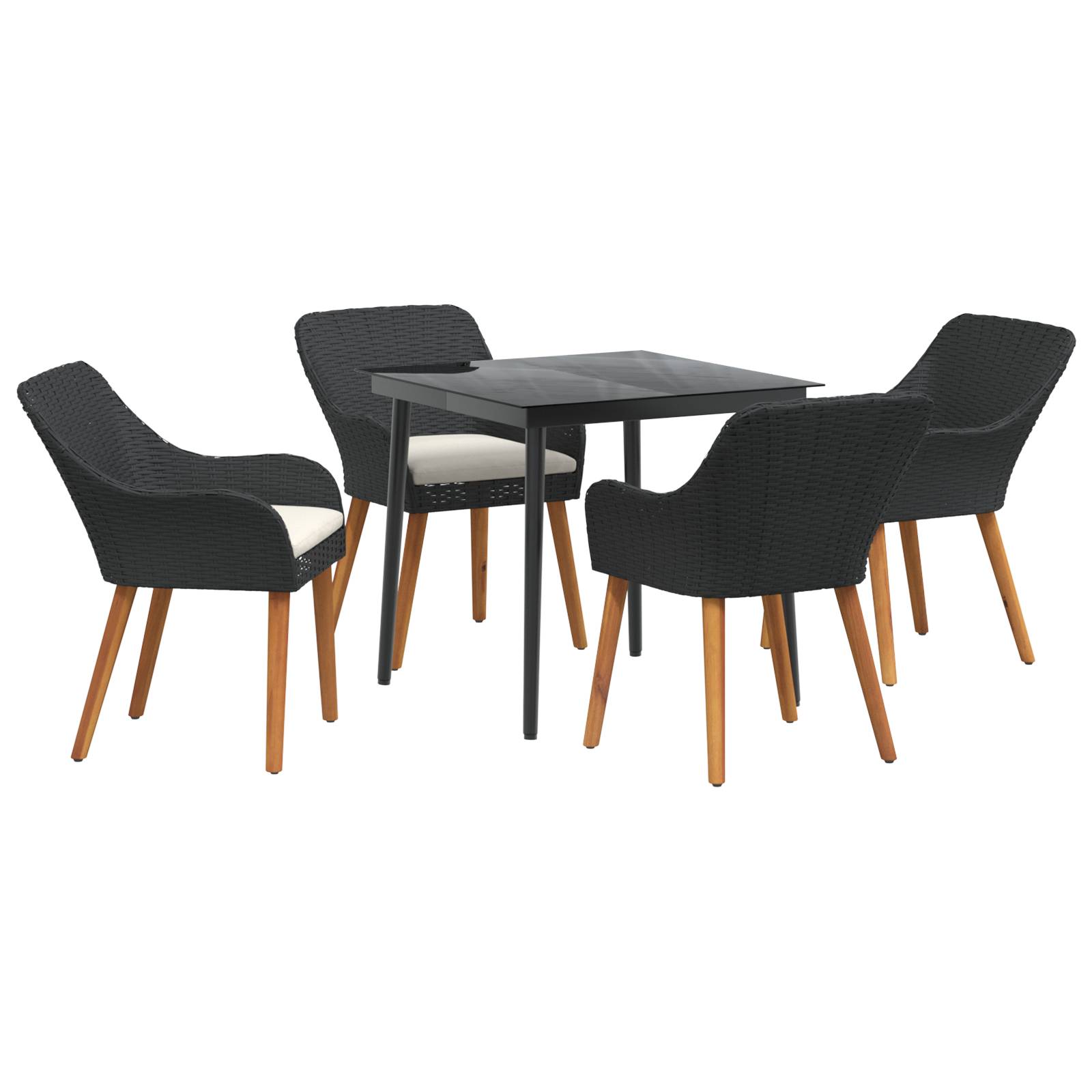vidaXL 5-teilige Garten Essgruppe Schwarz Poly Rattan
