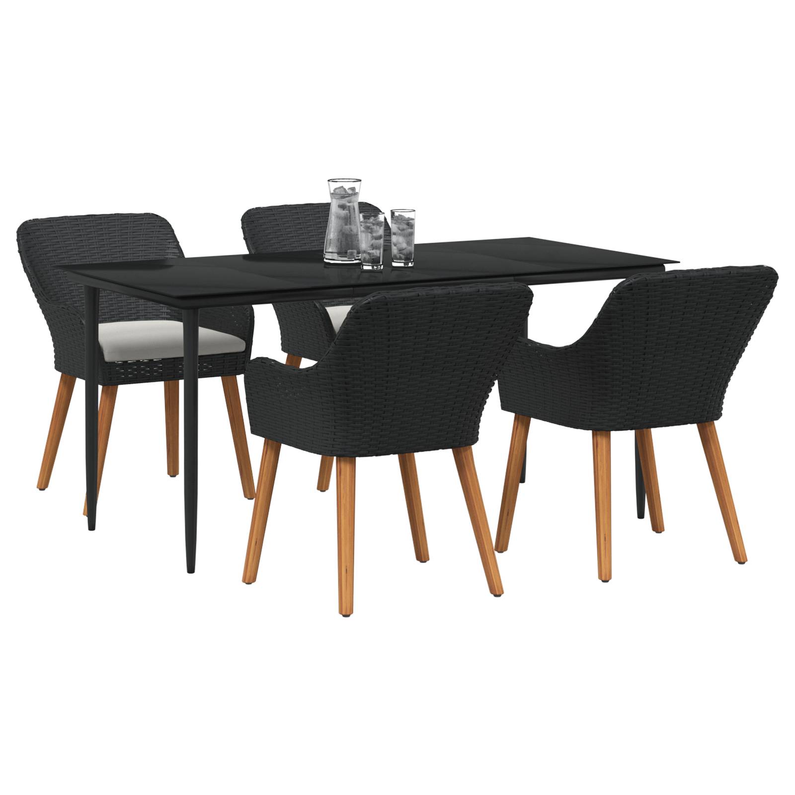 vidaXL 5-Teiliges Garten-Dining-Set Schwarz Poly-Rattan