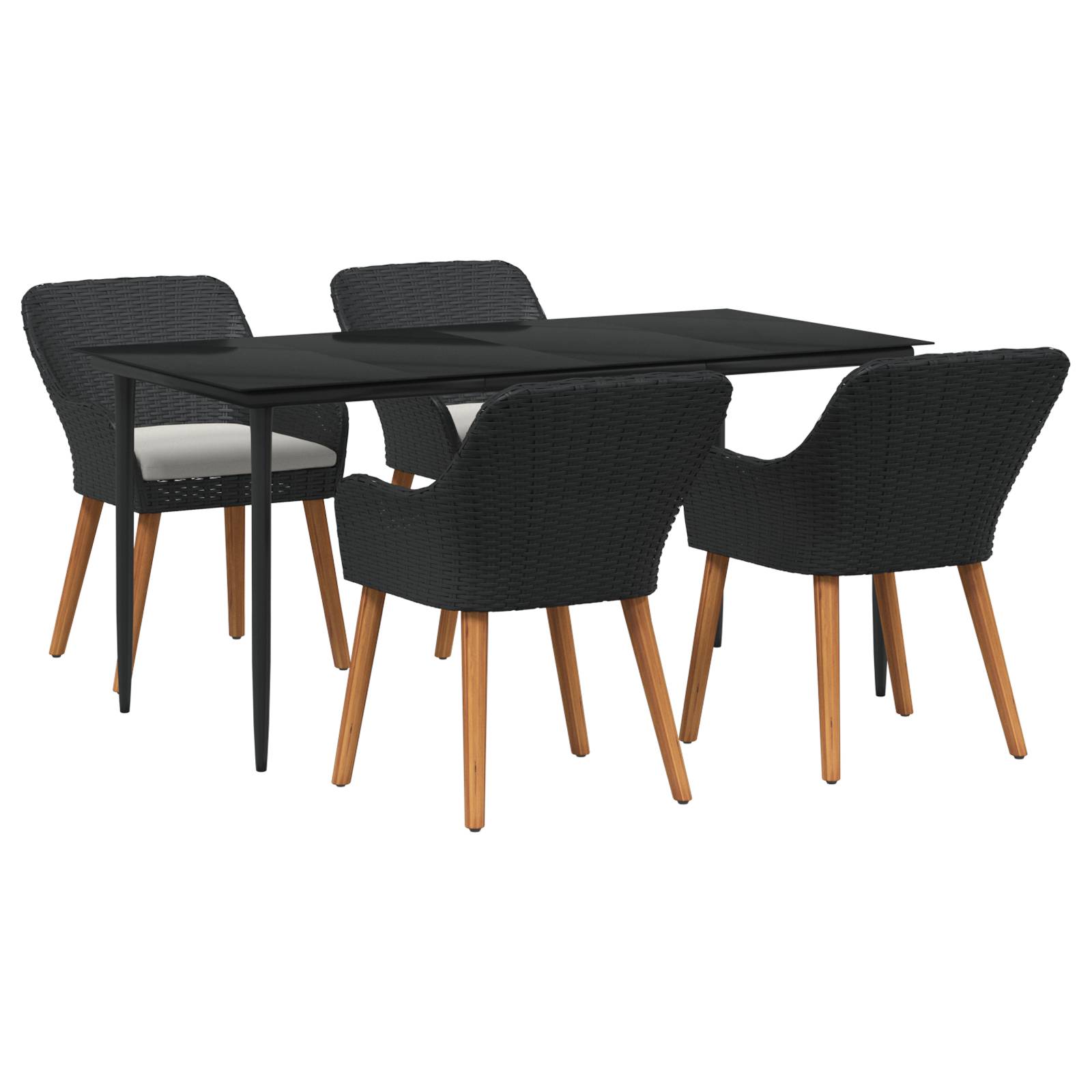vidaXL 5-Teiliges Garten-Dining-Set Schwarz Poly-Rattan