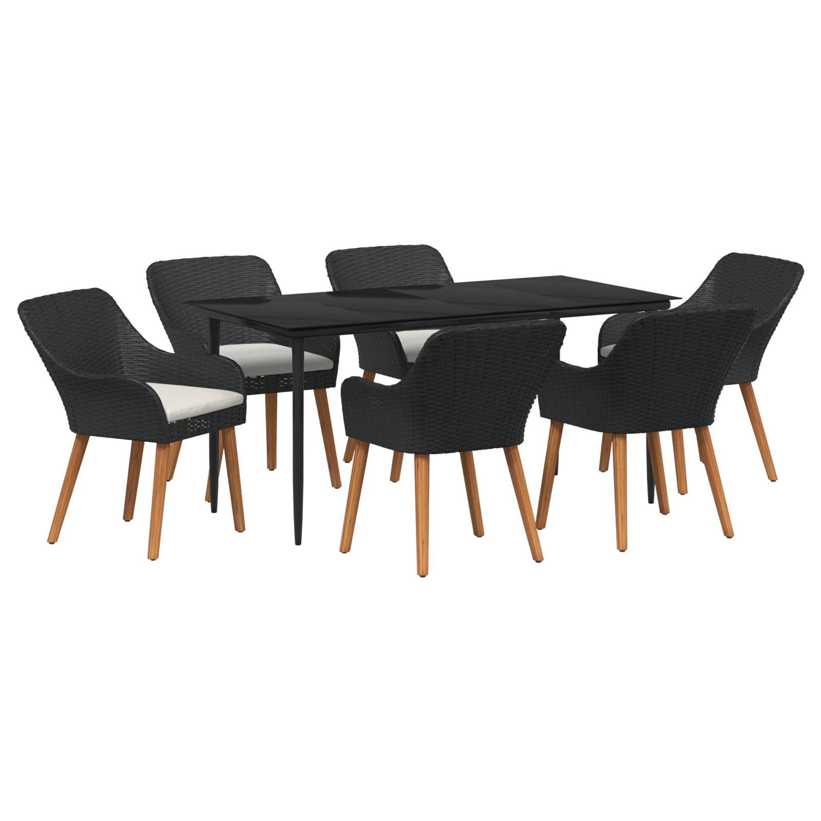 vidaXL 7-teiliges Garten-Essset Schwarz Poly-Rattan