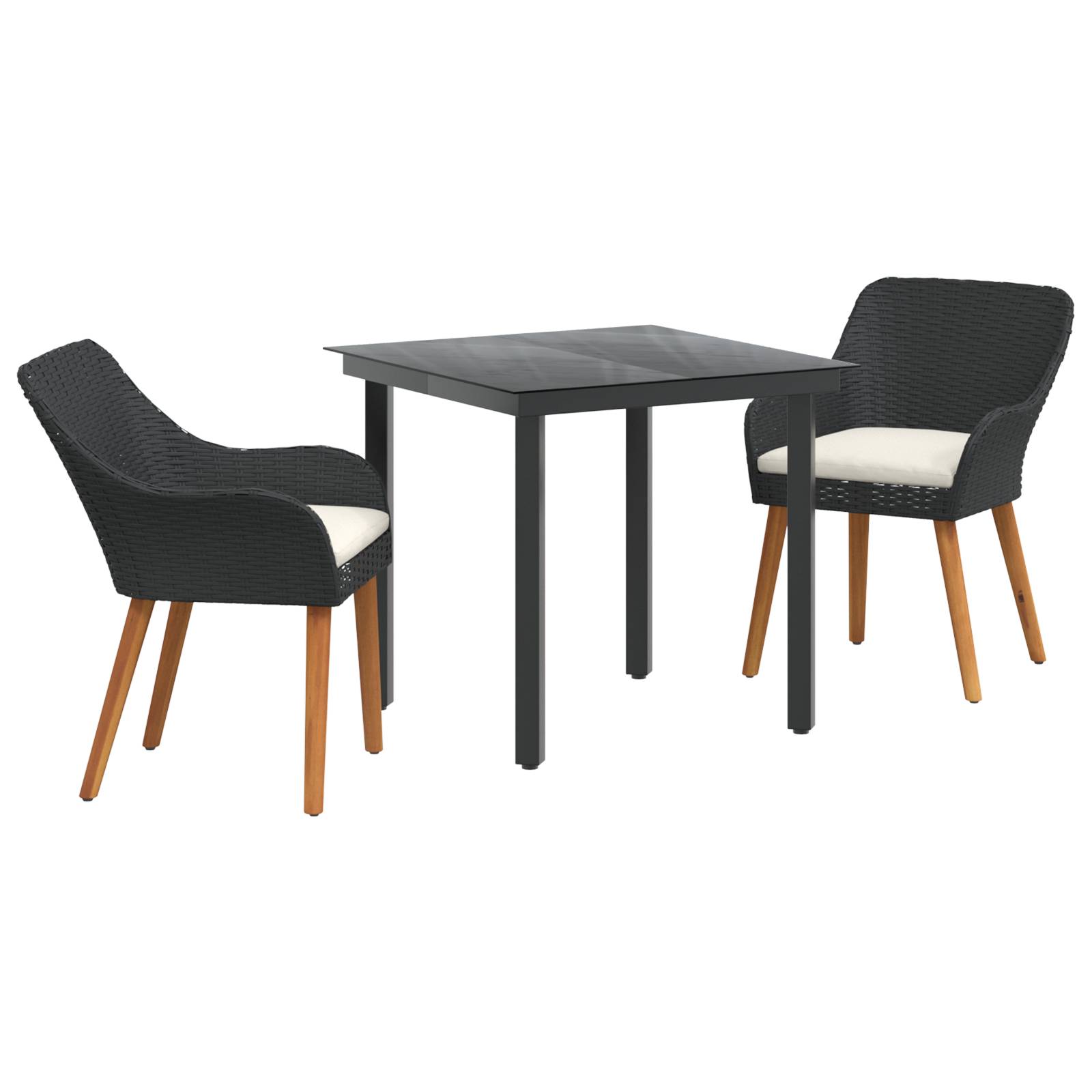 vidaXL 3-teiliges Garten-Essz Set Schwarzes Poly-Rattan