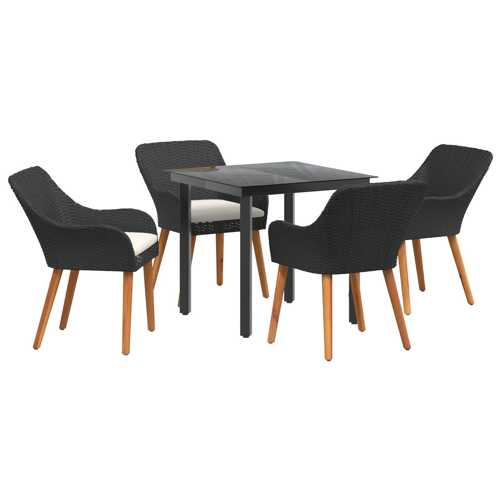 vidaXL 5-teiliges Garten Essset Schwarzes Poly-Rattan