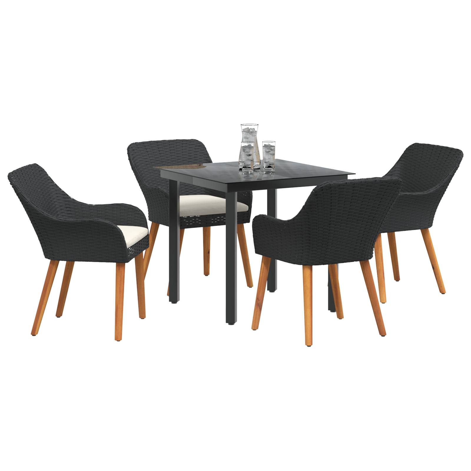 vidaXL 5-teiliges Garten Essset Schwarzes Poly-Rattan