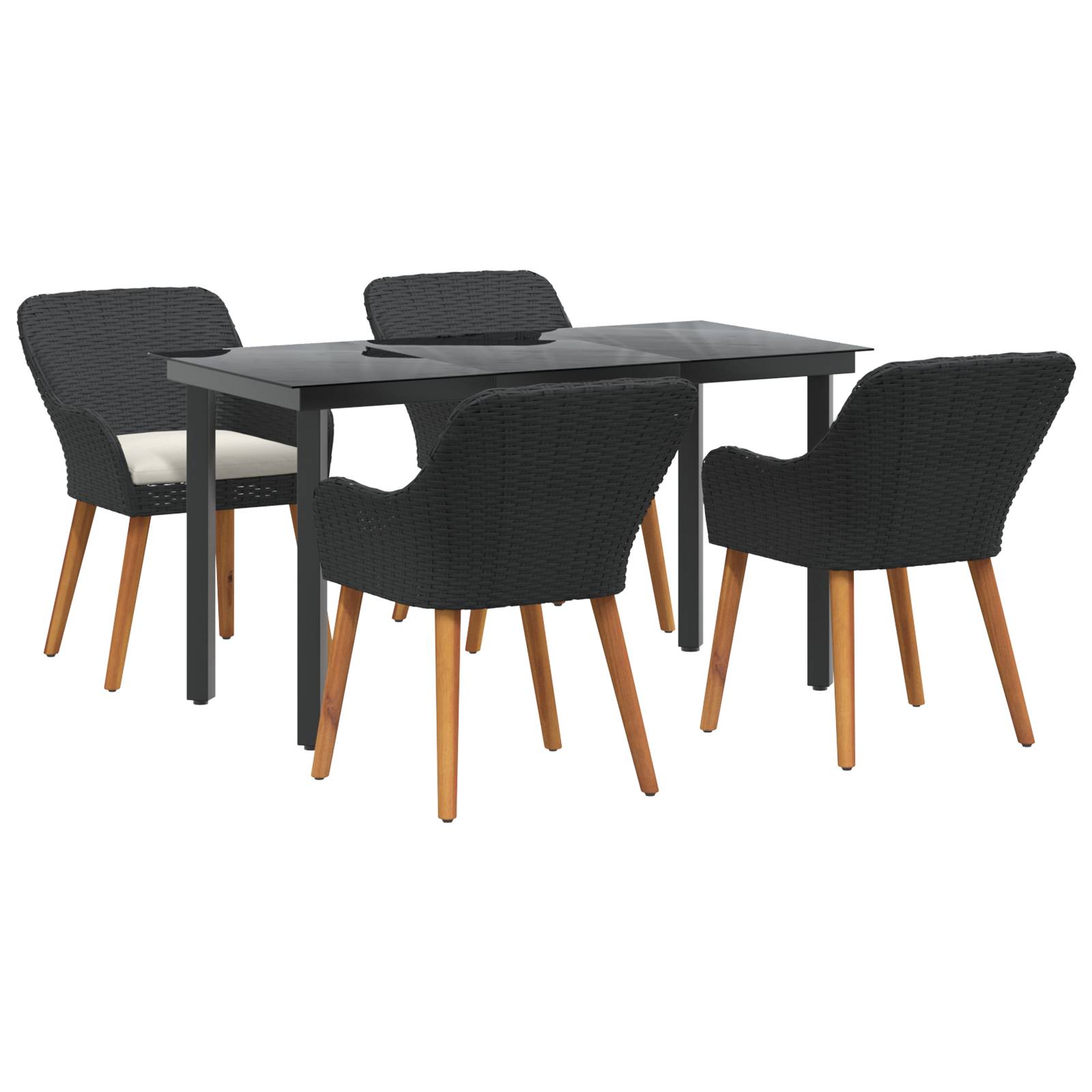 vidaXL 5-teiliges Garten Essgruppe Schwarzer Poly-Rattan