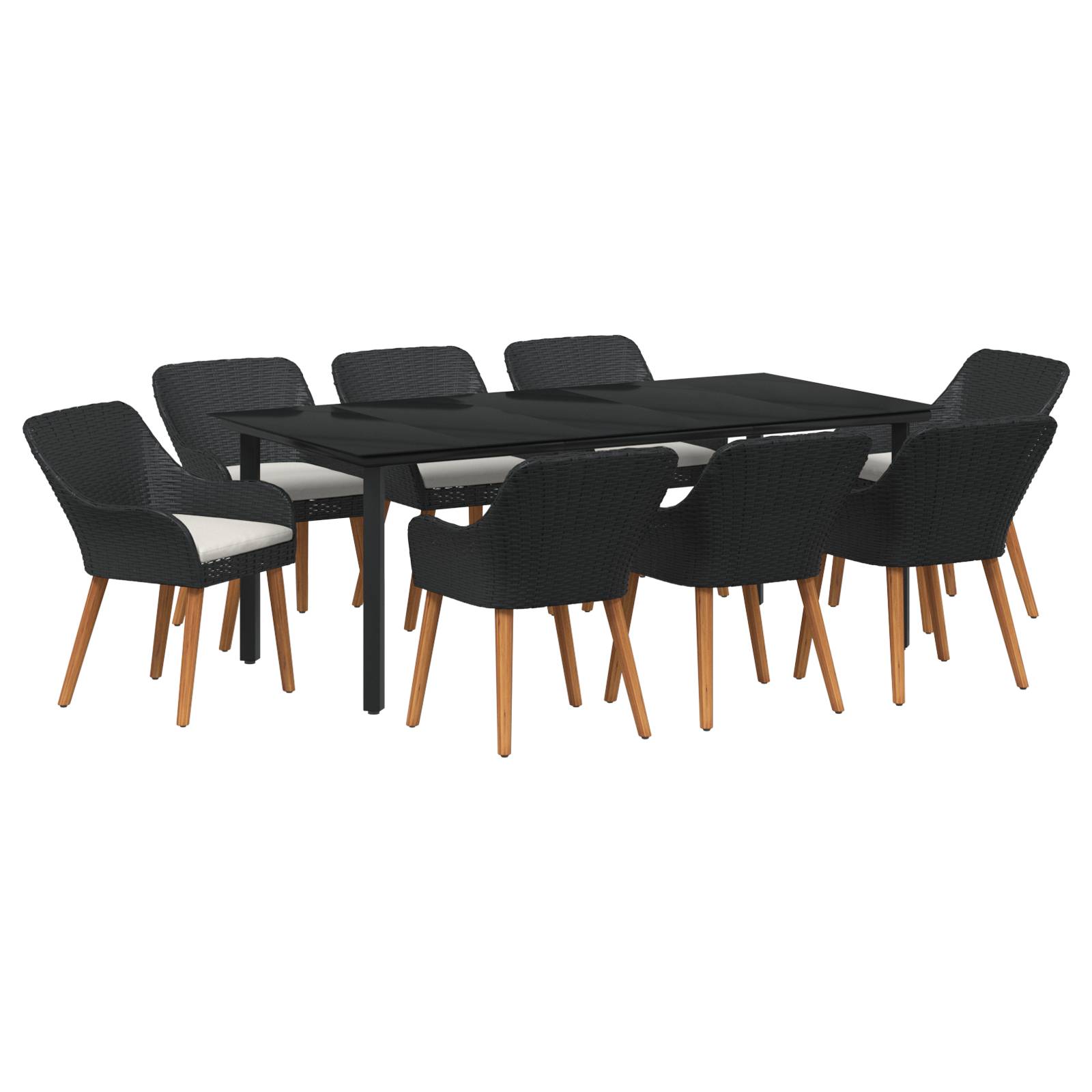 vidaXL 9-teilige Garten Essgruppe Schwarzes Poly Rattan