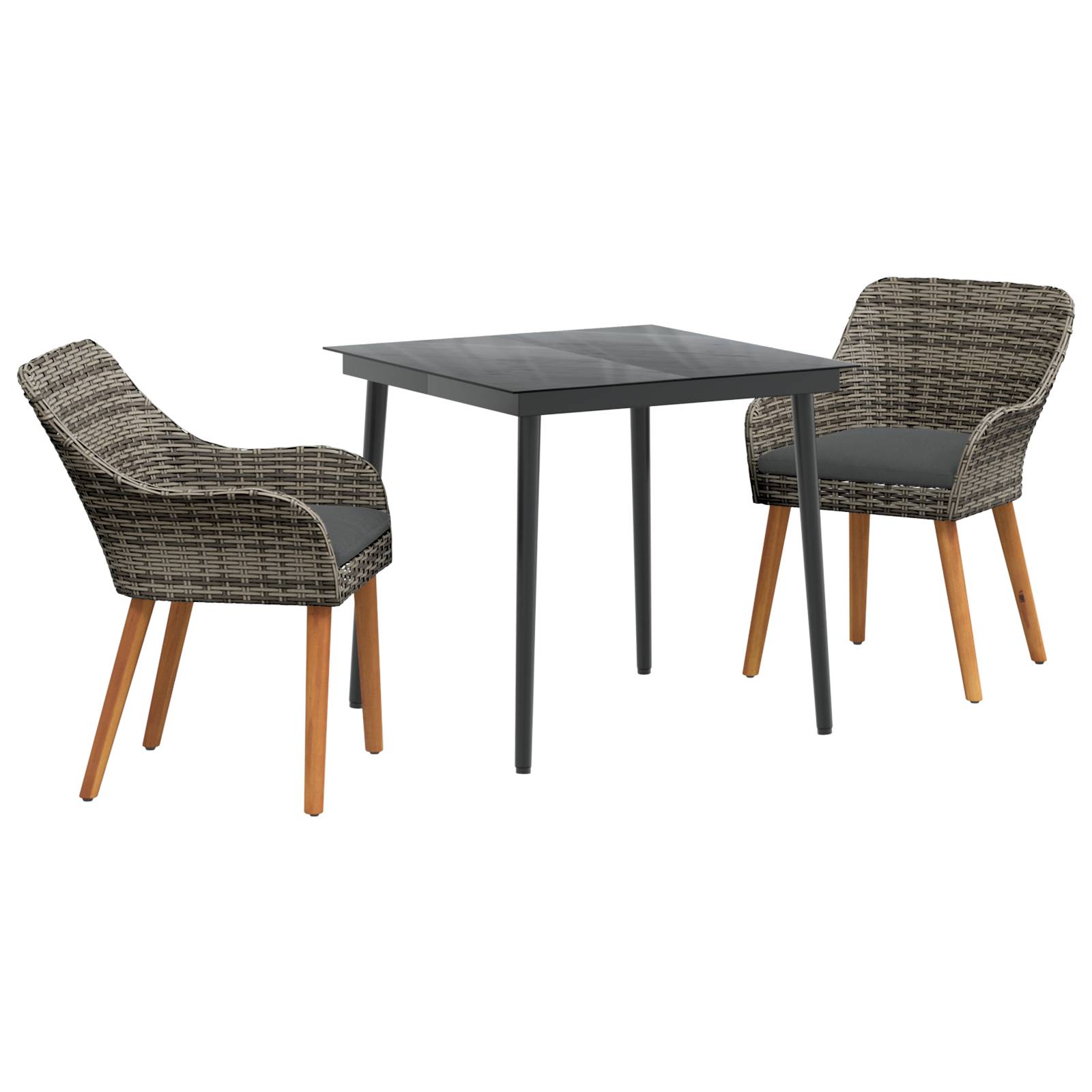 vidaXL 3-teiliges Garten Essset Grau Poly Rattan
