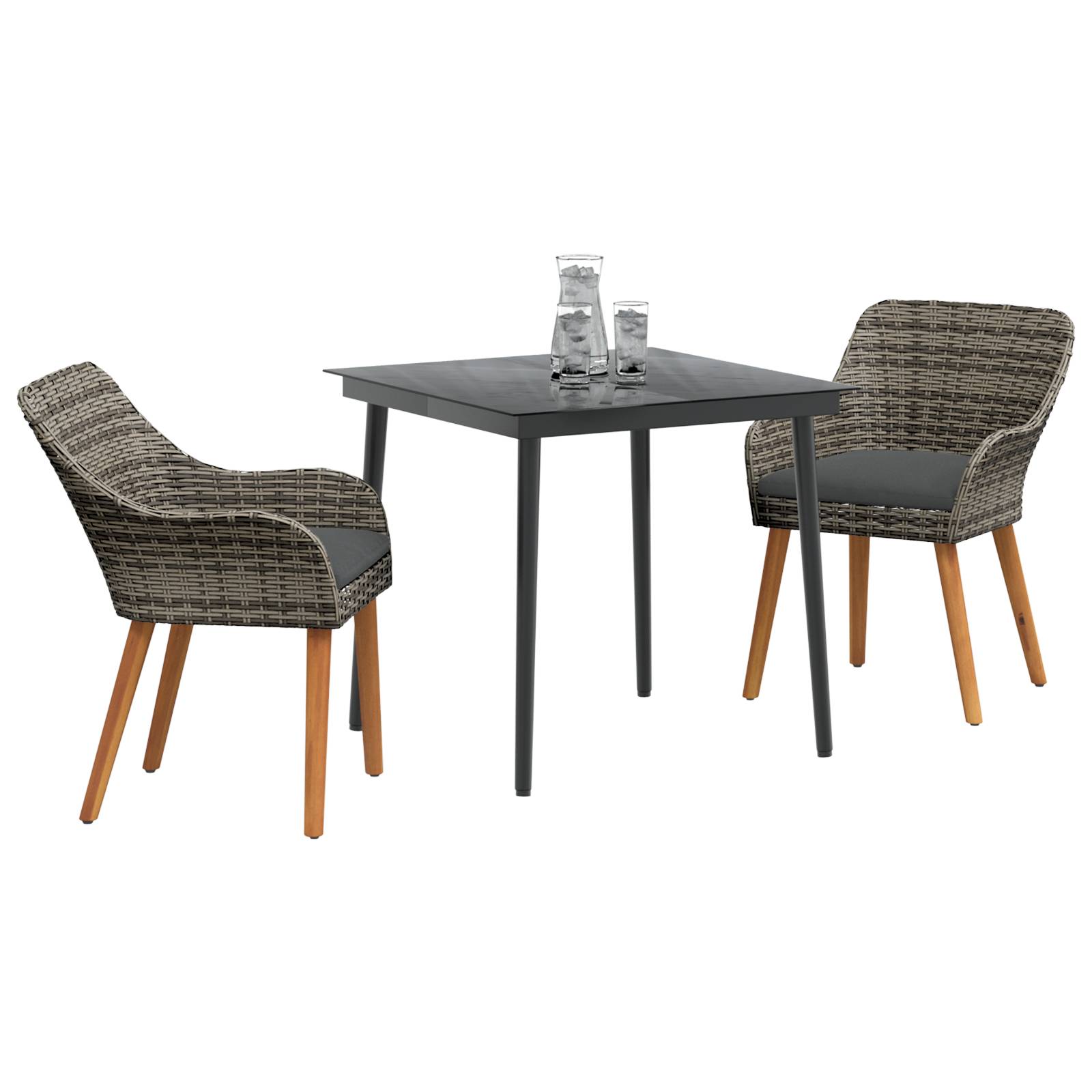 vidaXL 3-teiliges Garten Essset Grau Poly Rattan