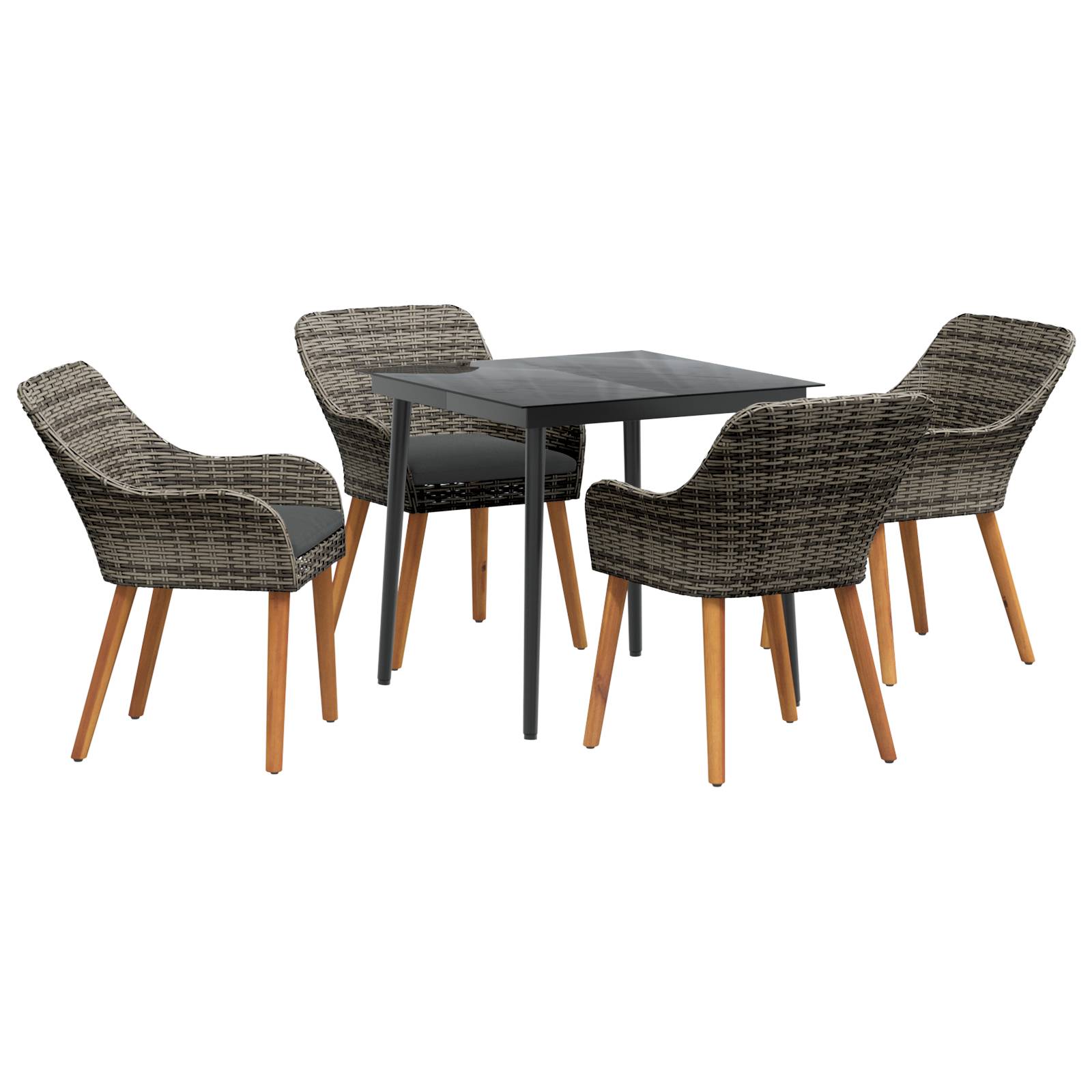 vidaXL 5-teiliges Garten-Essgruppe Grau Poly-Rattan