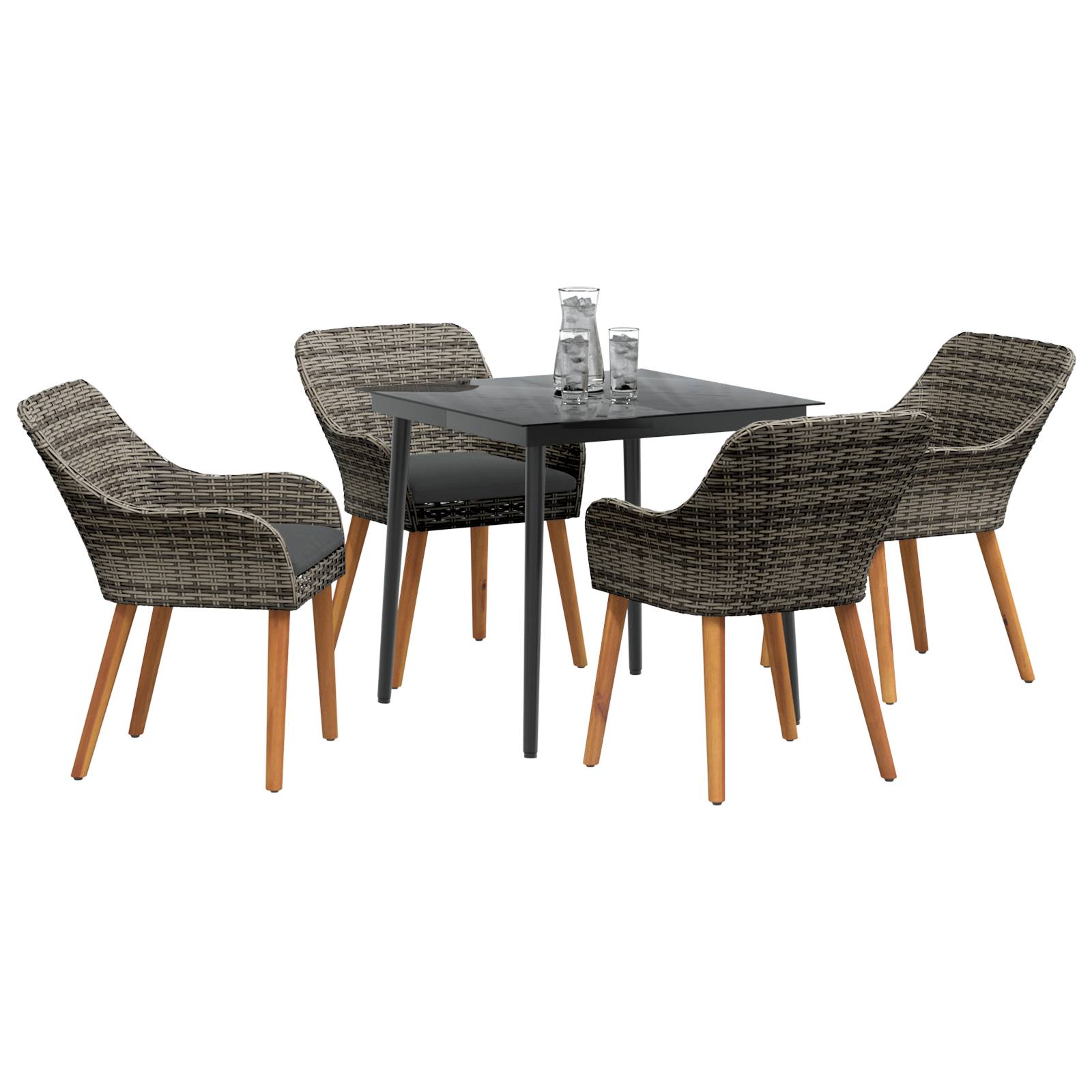 vidaXL 5-teiliges Garten-Essgruppe Grau Poly-Rattan