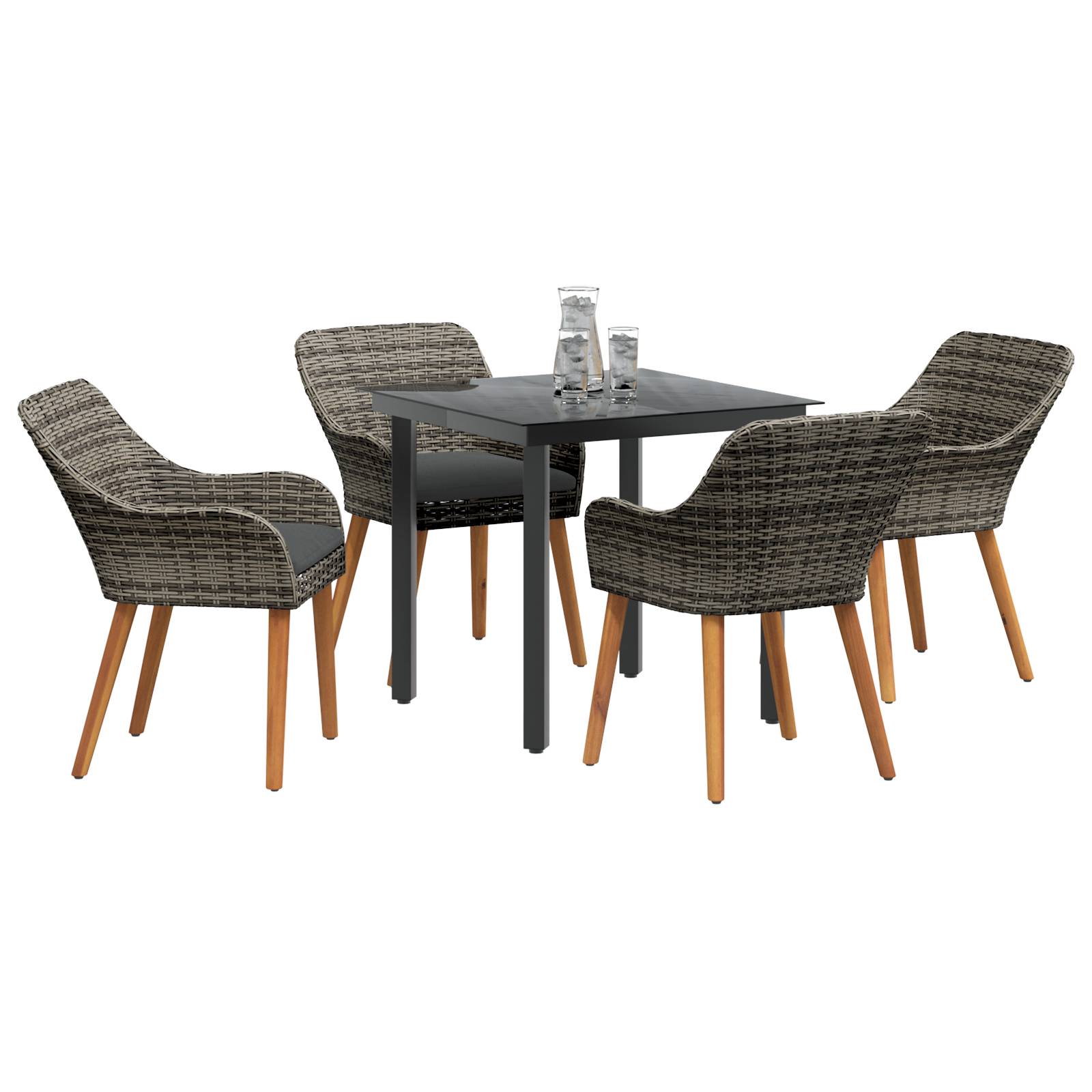 vidaXL 5-teiliges Garten Essset Grau Poly Rattan