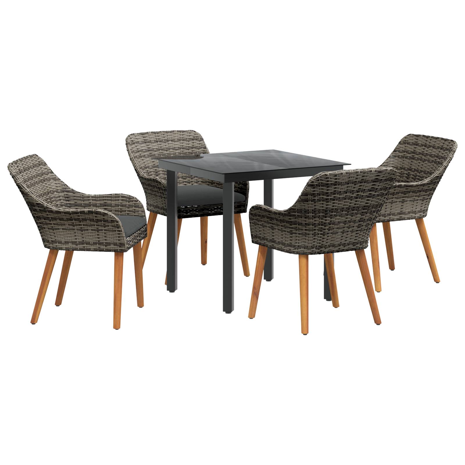 vidaXL 5-teiliges Garten Essset Grau Poly Rattan
