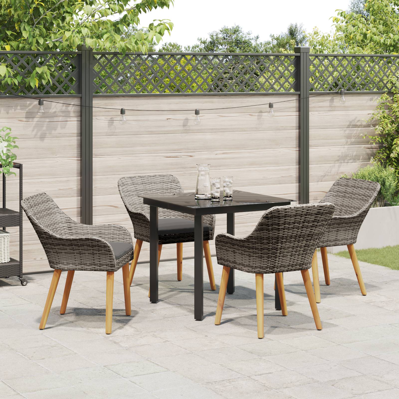 vidaXL 5-teiliges Garten Essset Grau Poly Rattan