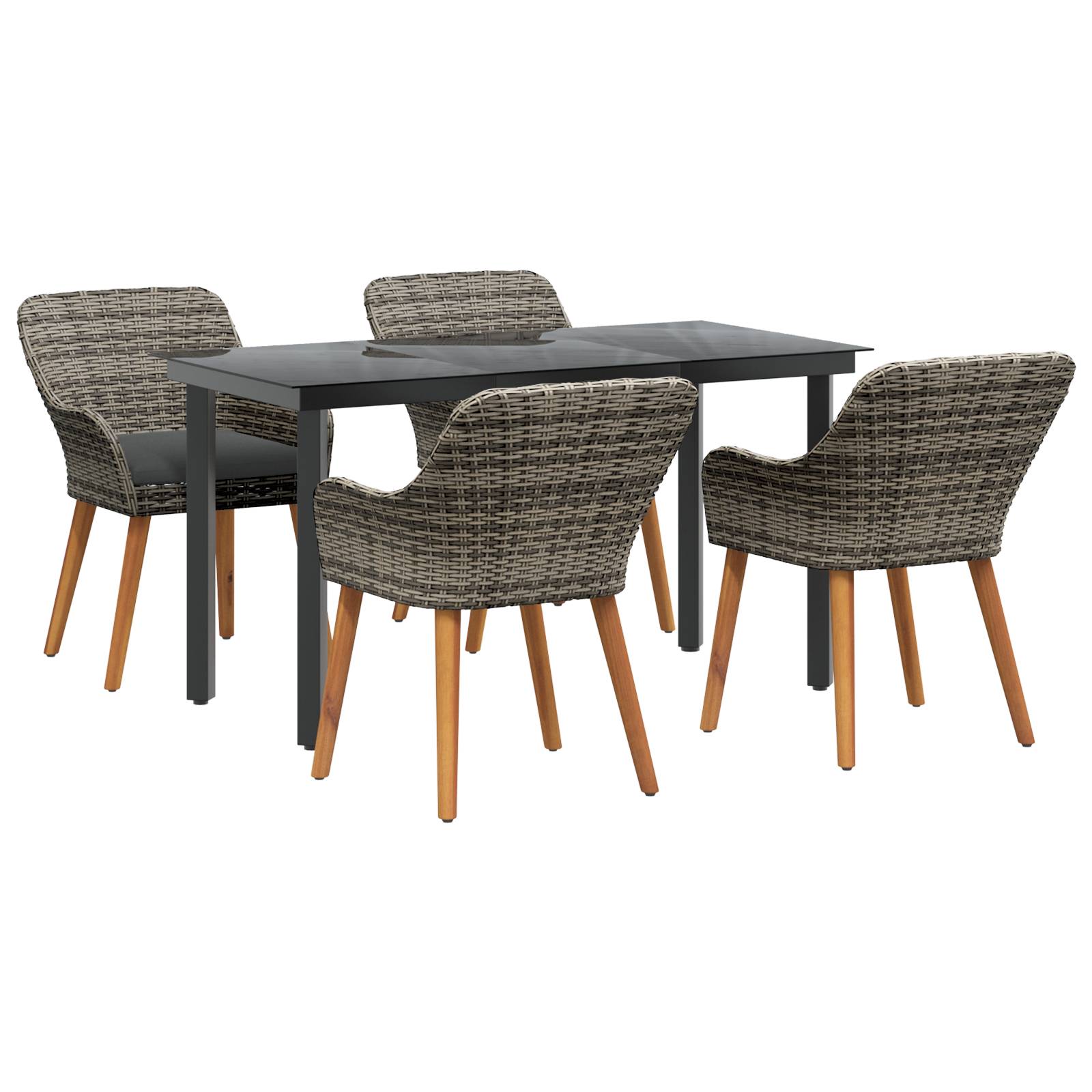 vidaXL 5-teiliges Garten Essset Graue Polyrattan