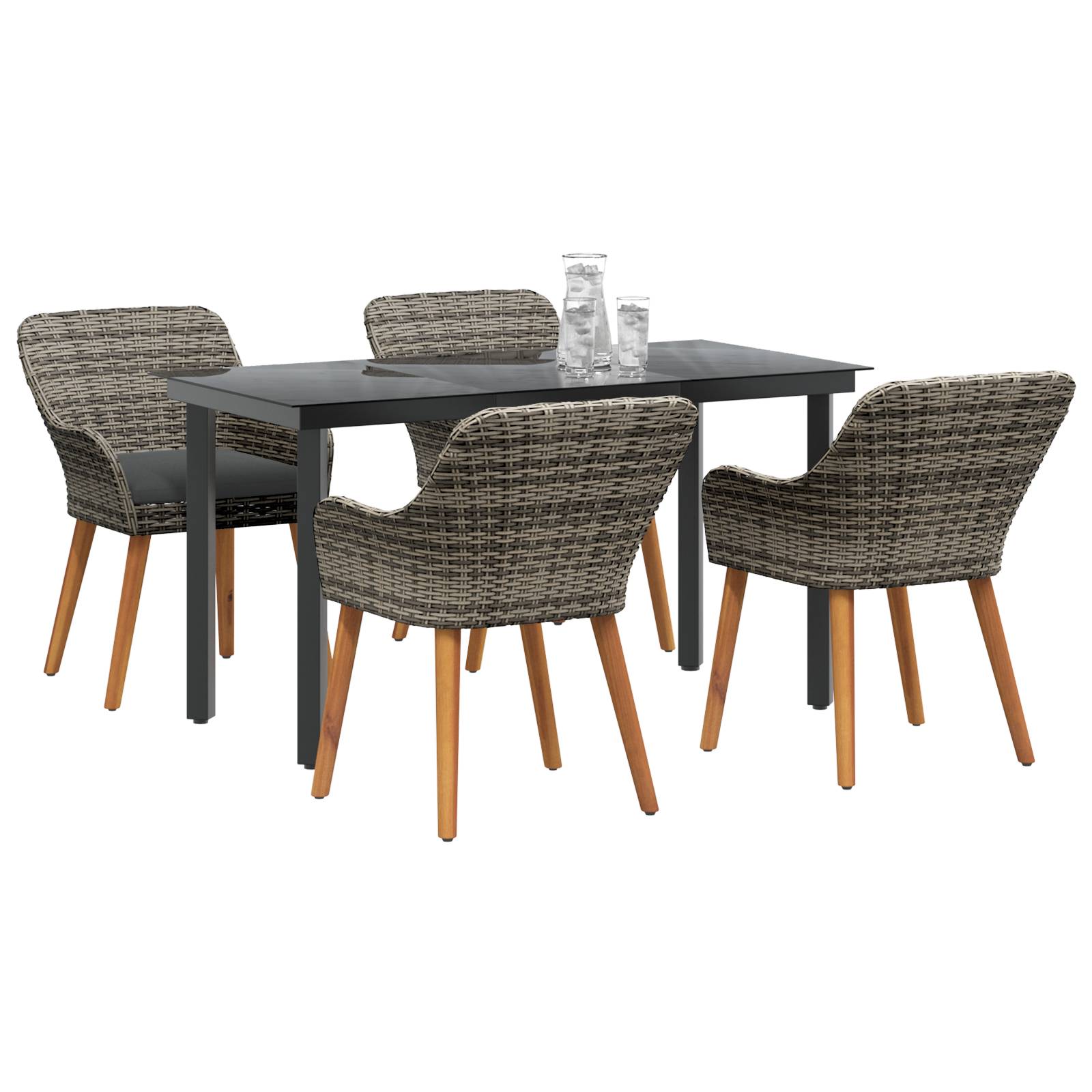 vidaXL 5-teiliges Garten Essset Graue Polyrattan