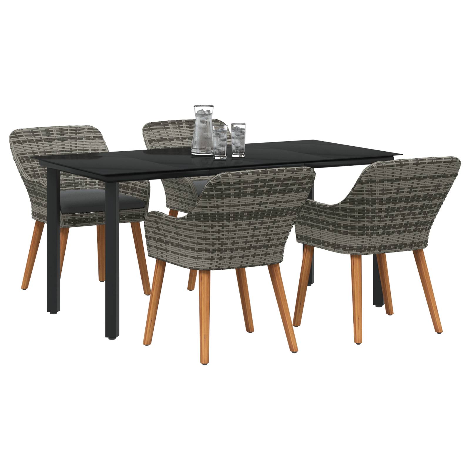 vidaXL 5-teiliges Garten-Essset in Grau Poly Rattan