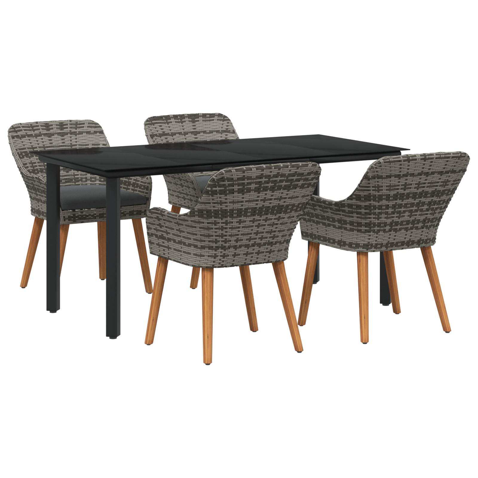 vidaXL 5-teiliges Garten-Essset in Grau Poly Rattan