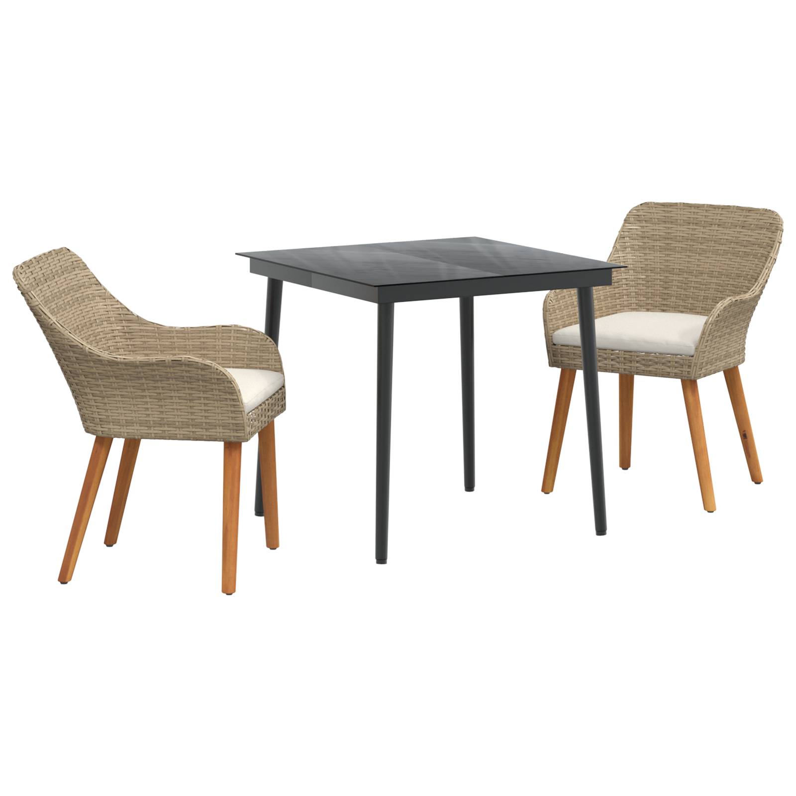 vidaXL 3-teilige Garten-Essgruppe Beige Poly Rattan