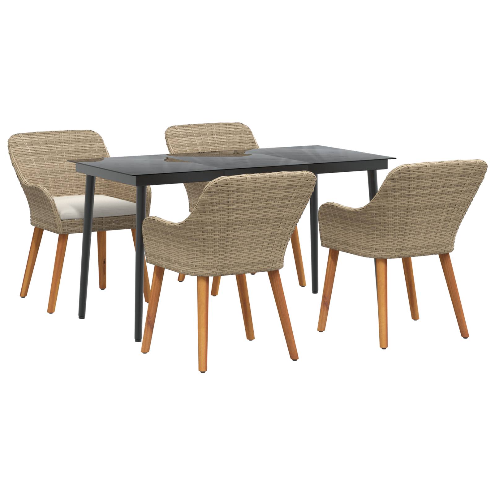 vidaXL 5-teiliges Garten Esstischset Beige Poly Rattan