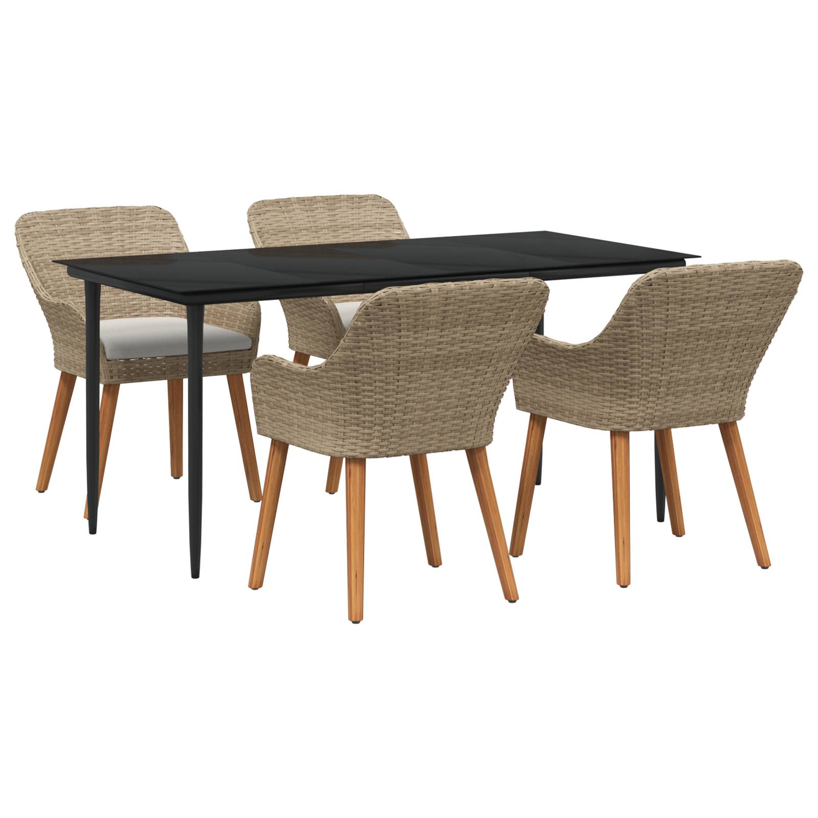 vidaXL 5-teiliges Garten-Esszimmer-Set Beige Poly Rattan
