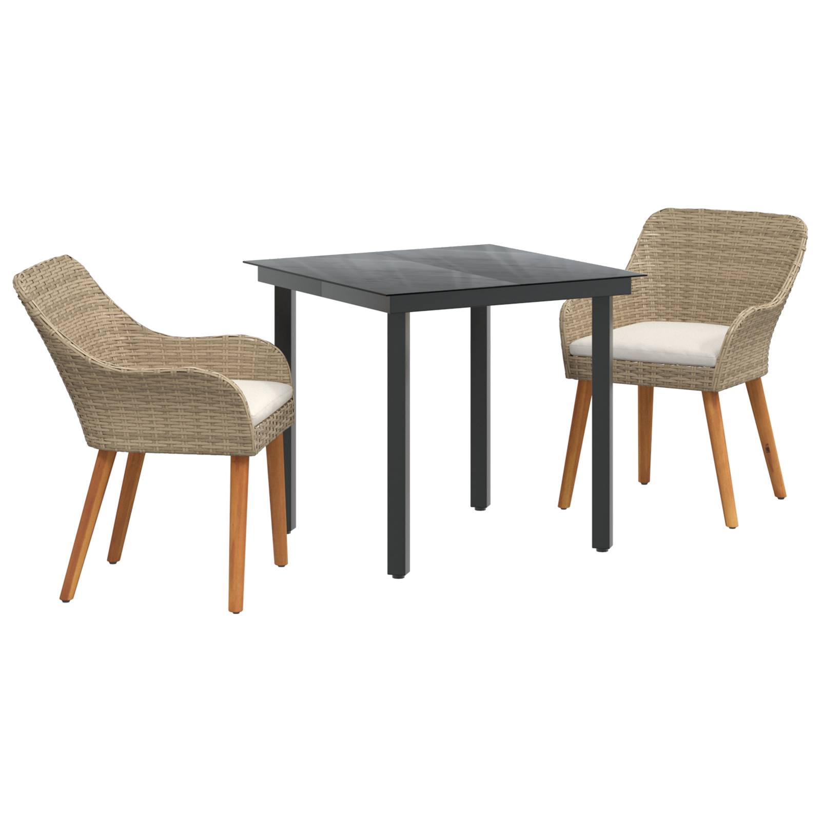vidaXL 3-teiliges Garten-Essset Beige Poly Rattan