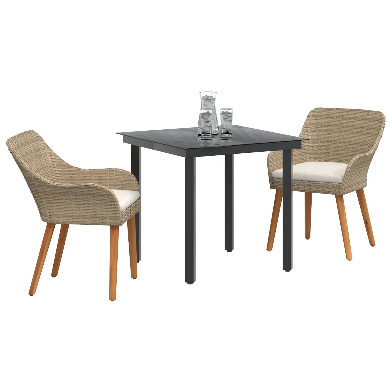 vidaXL 3-teiliges Garten-Essset Beige Poly Rattan