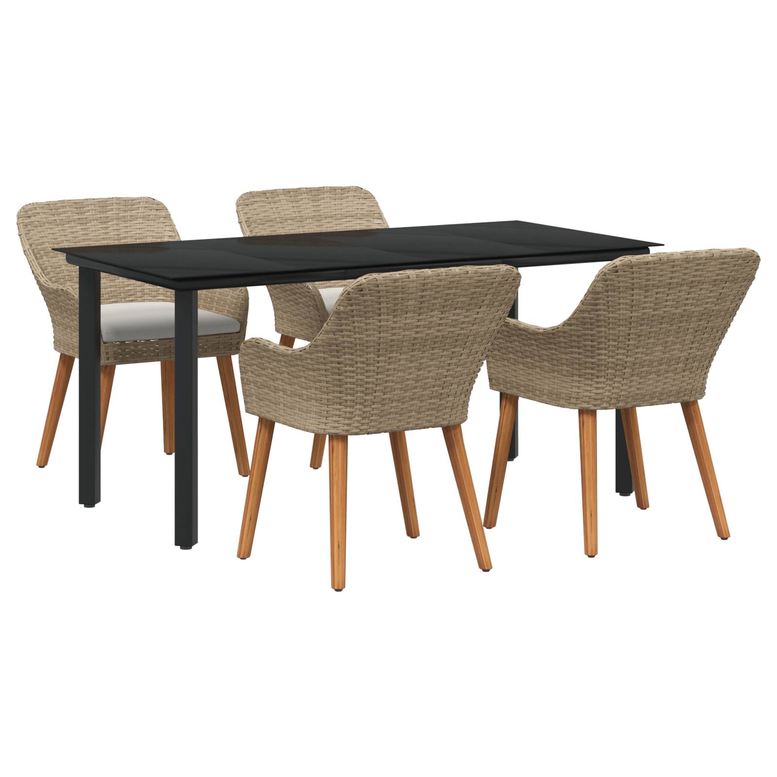 vidaXL 5-teilige Garten Essgruppe Beige Poly Rattan