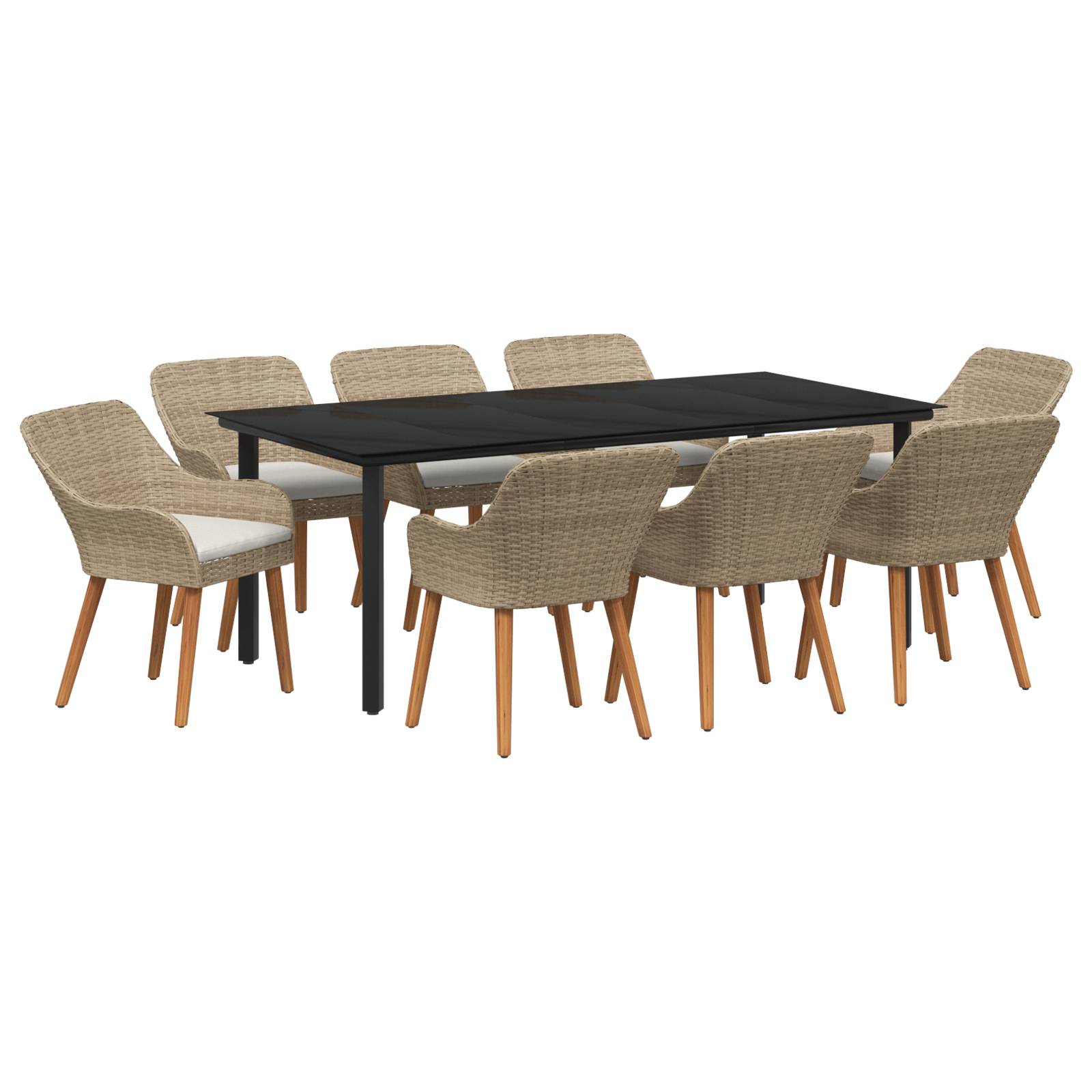 vidaXL 9-teilige Garten Essgruppe Beige Poly Rattan