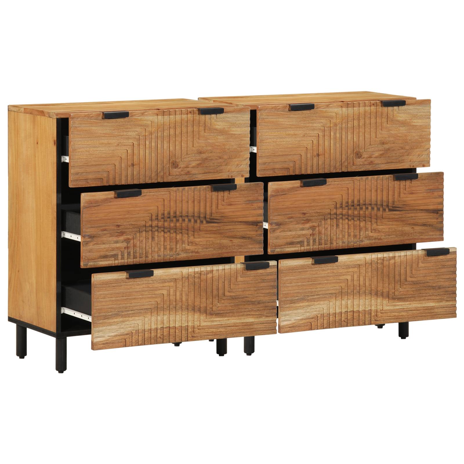vidaXL 2er Set Akazien Sideboards 60x33x75 cm