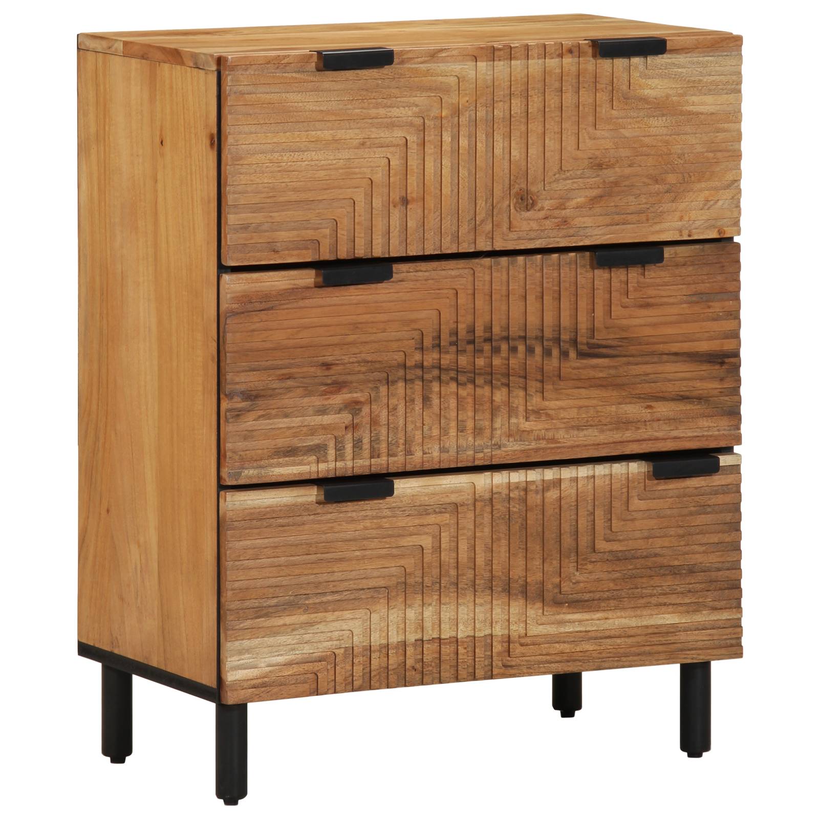 vidaXL 3-teiliges Sideboard Braun 60x33x75 cm aus Massivholz Akazie