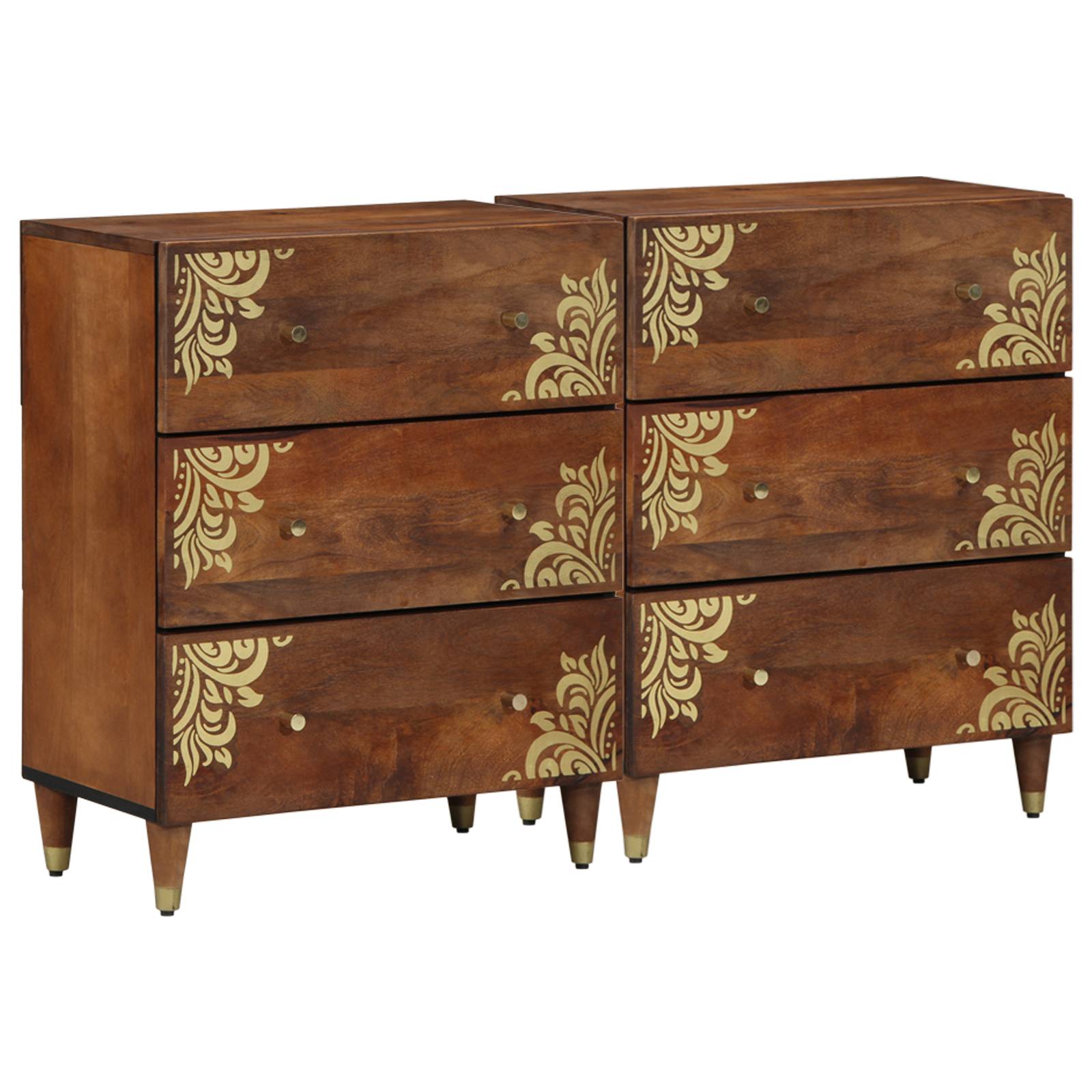 vidaXL Sideboards 2 Stk. Honigbraun 60x33,5x75 cm Raues Mangoholz